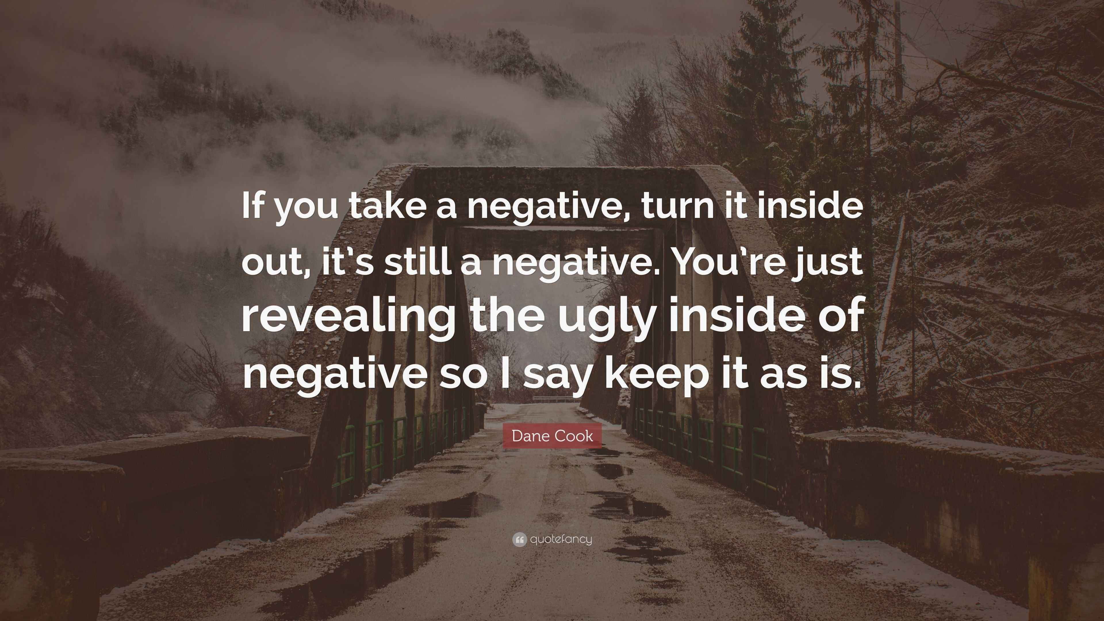 Dane Cook Quote: “If you take a negative, turn it inside out, it’s ...