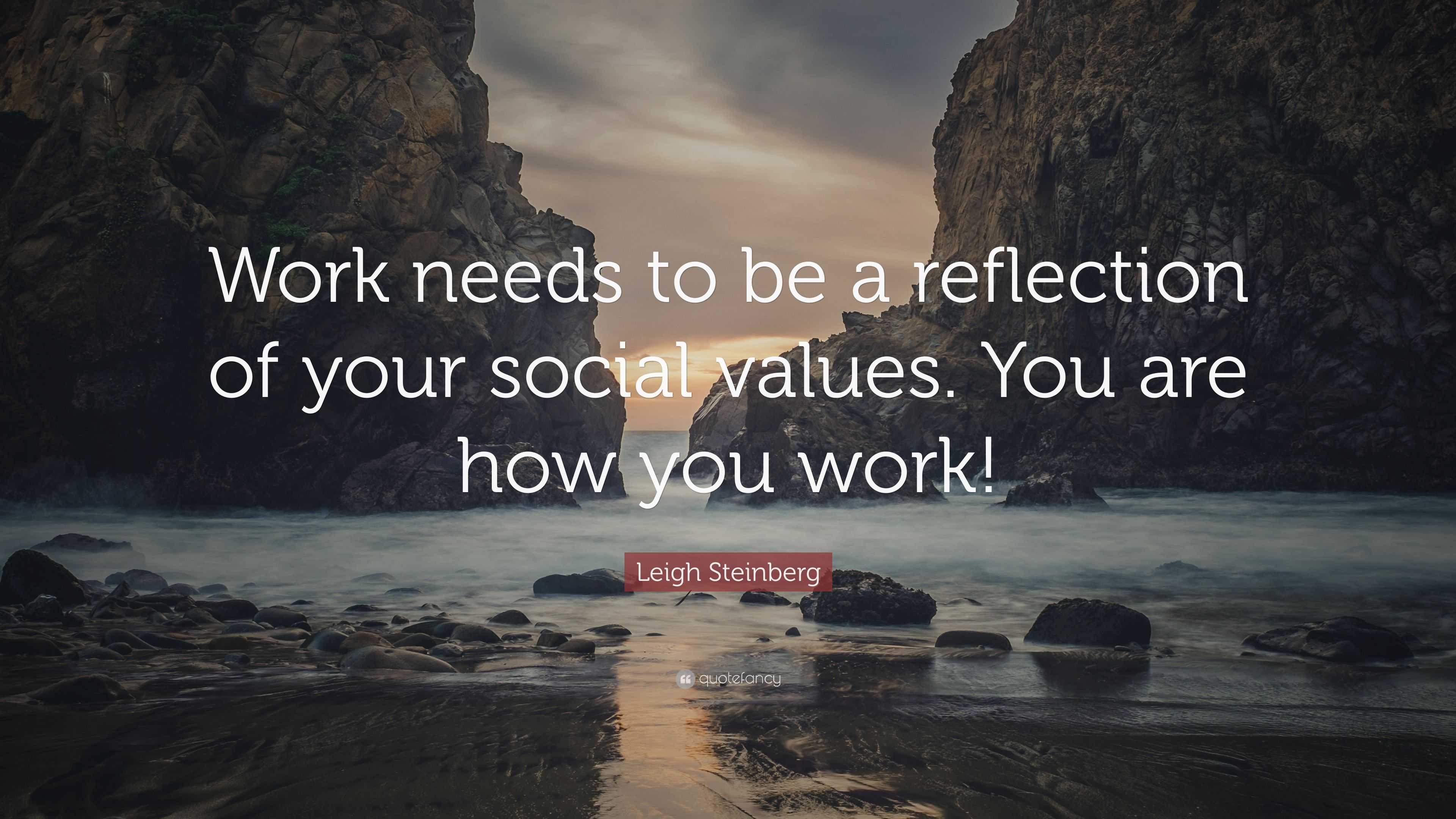 Leigh Steinberg Quote: “Work needs to be a reflection of your social ...