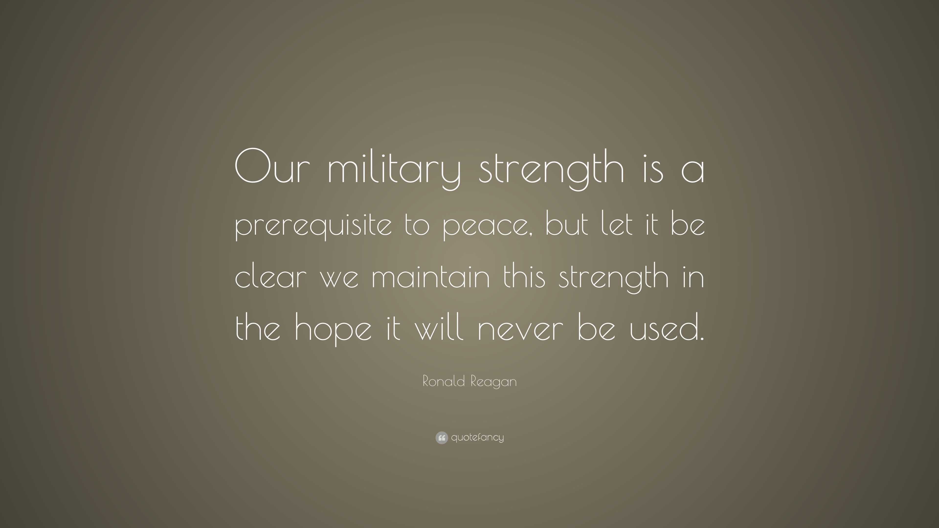 Ronald Reagan Quote: “Our military strength is a prerequisite to peace ...