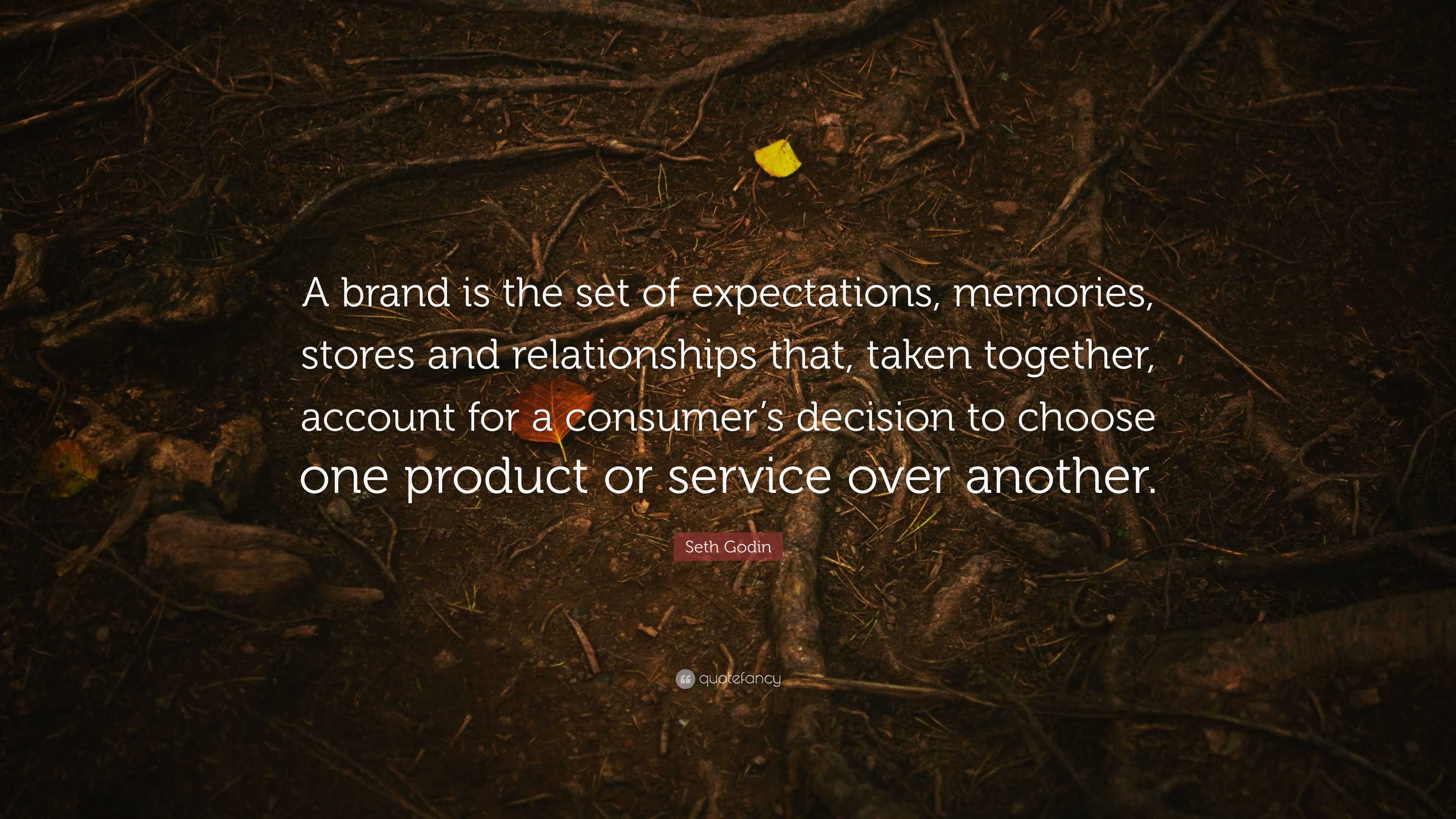 Seth Godin Quote “A brand is the set of expectations, memories, stores