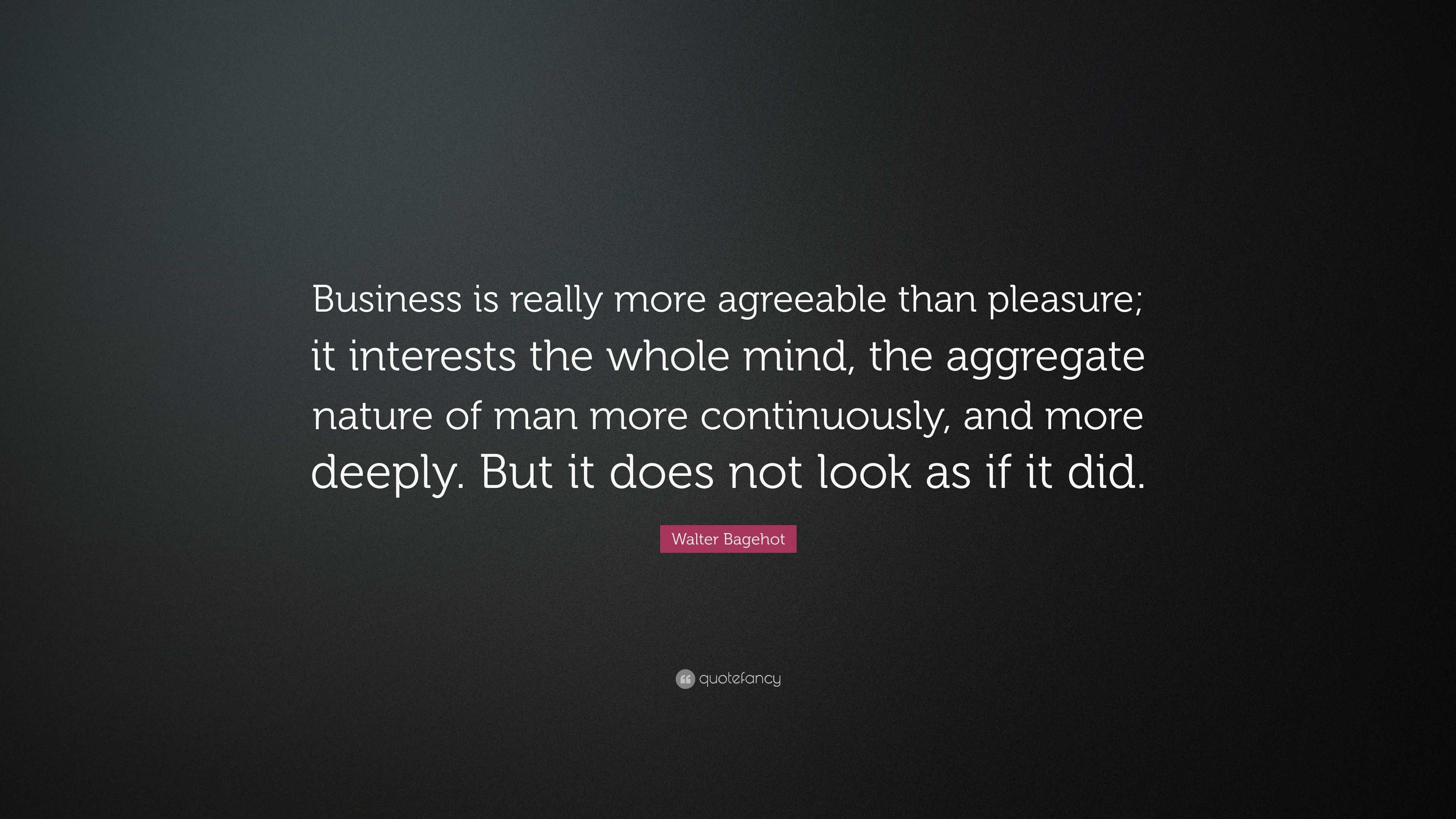 Walter Bagehot Quote: “business Is Really More Agreeable Than Pleasure 