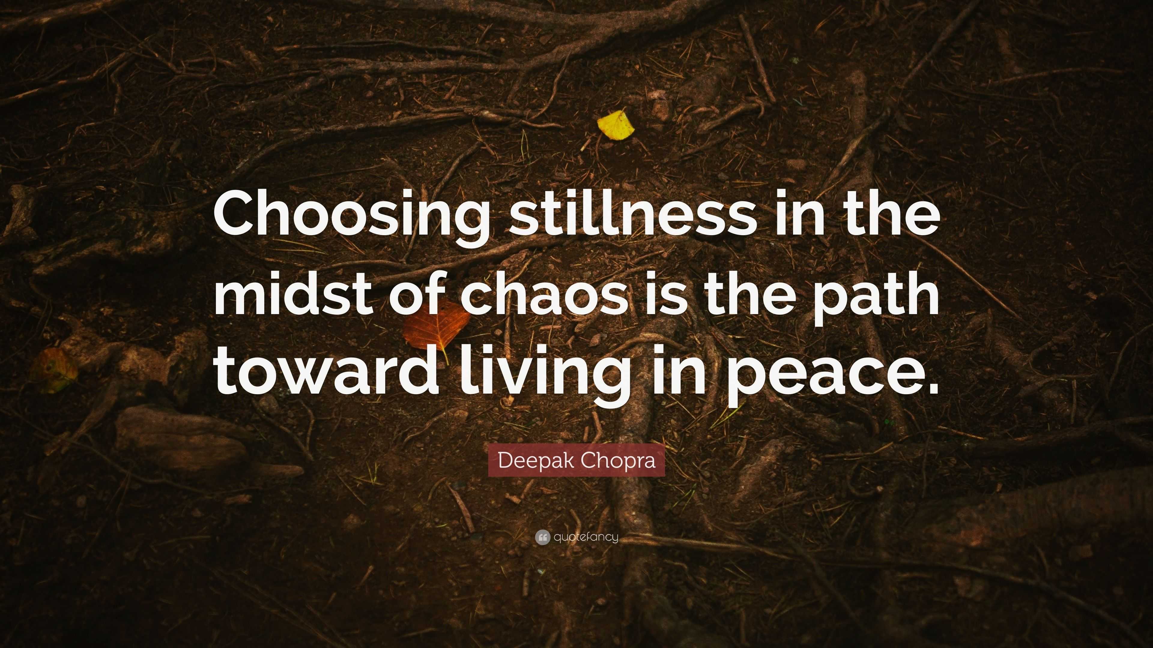 Deepak Chopra Quote: “Choosing stillness in the midst of chaos is the