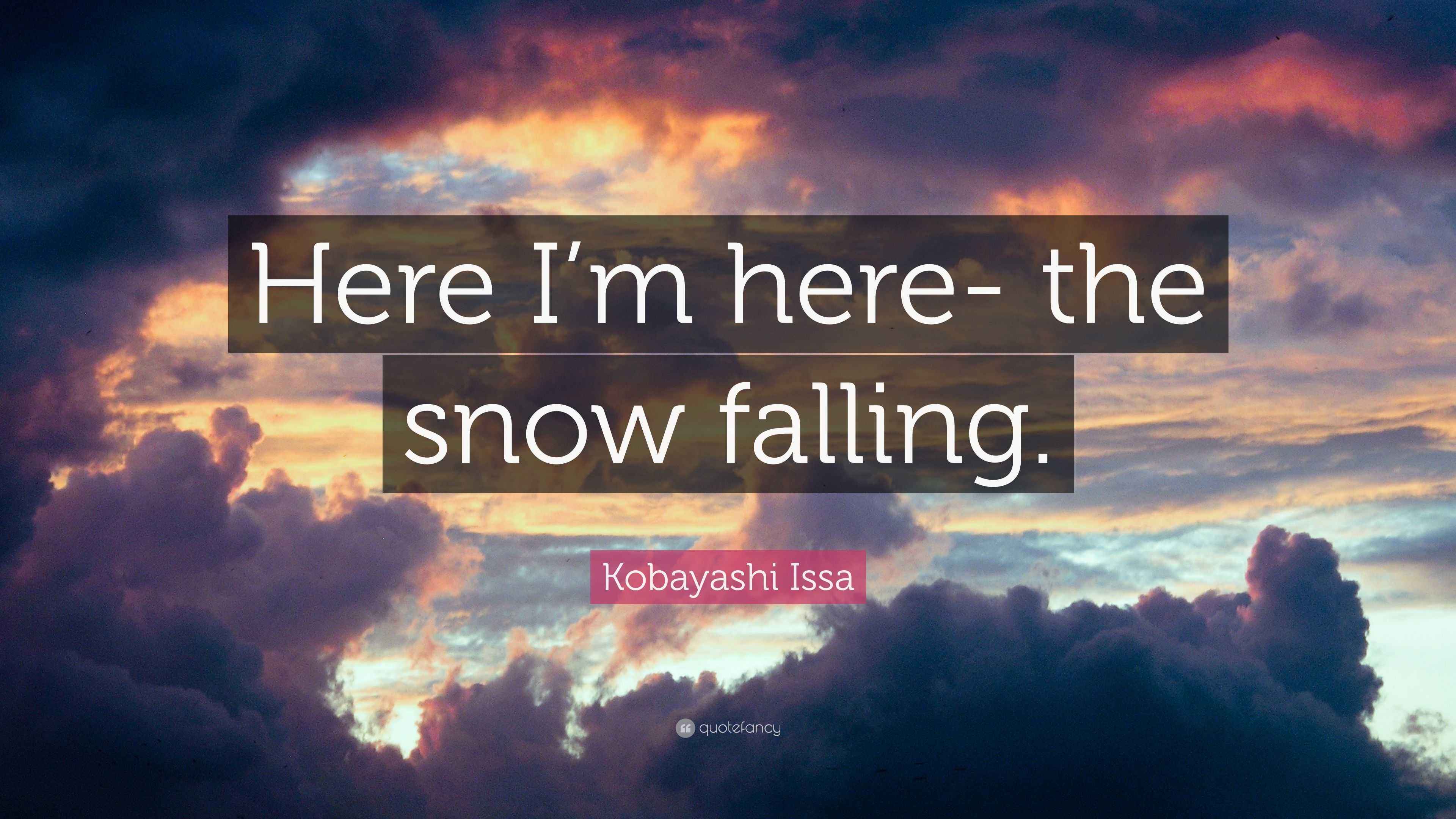 Kobayashi Issa Quote “Here I’m here the snow falling.”