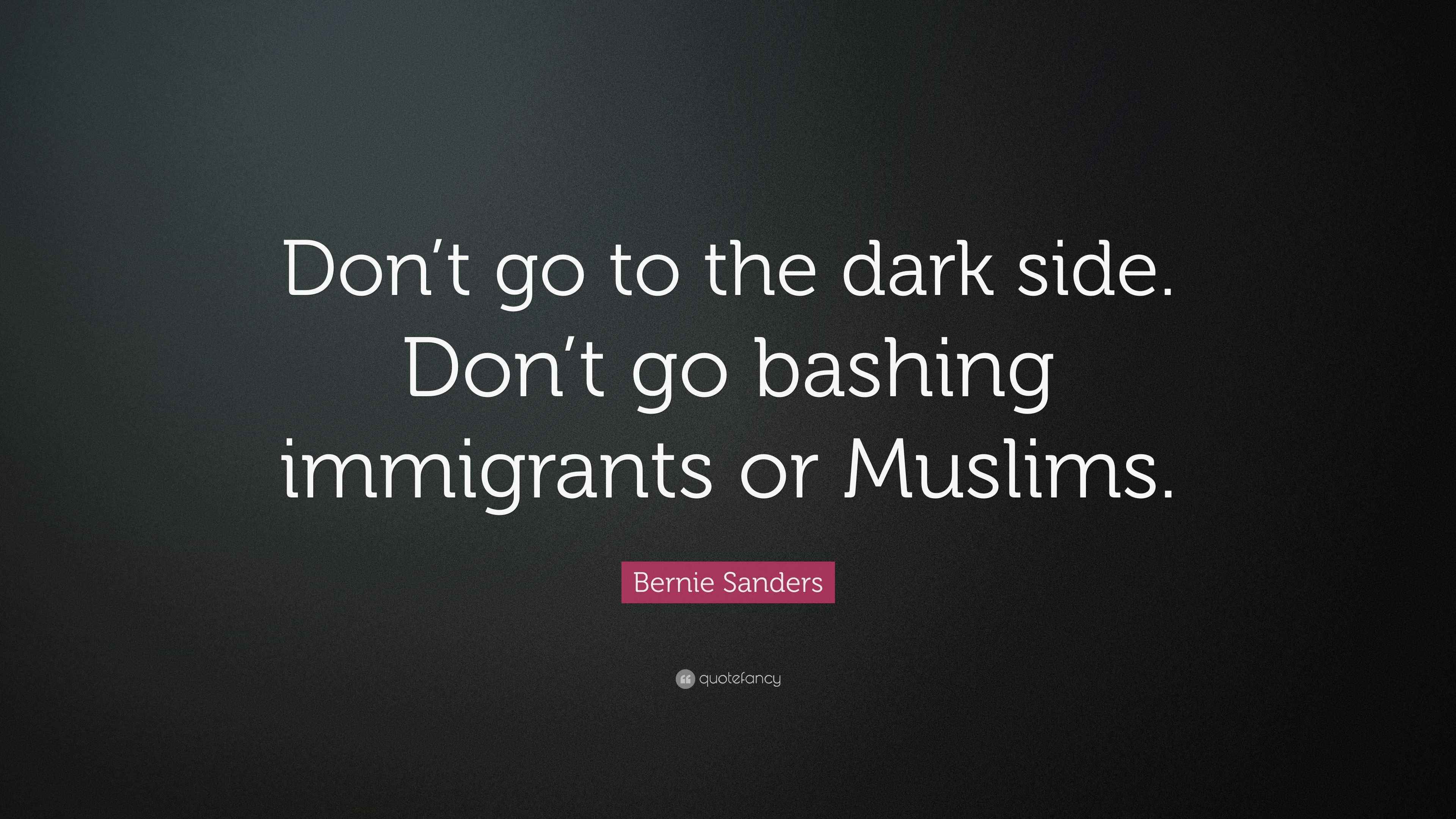 Bernie Sanders Quote: “Don’t go to the dark side. Don’t go bashing