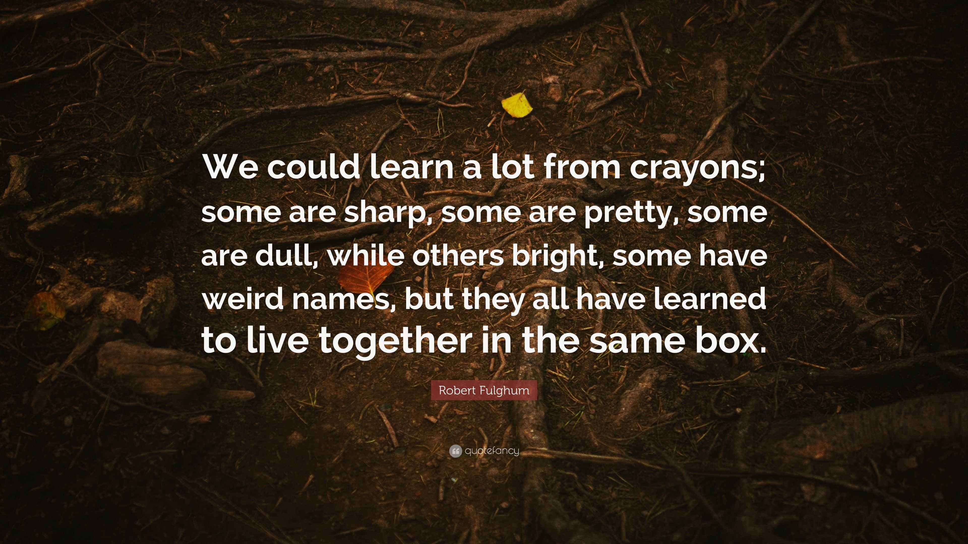 Robert Fulghum Quote “We could learn a lot from crayons; some are