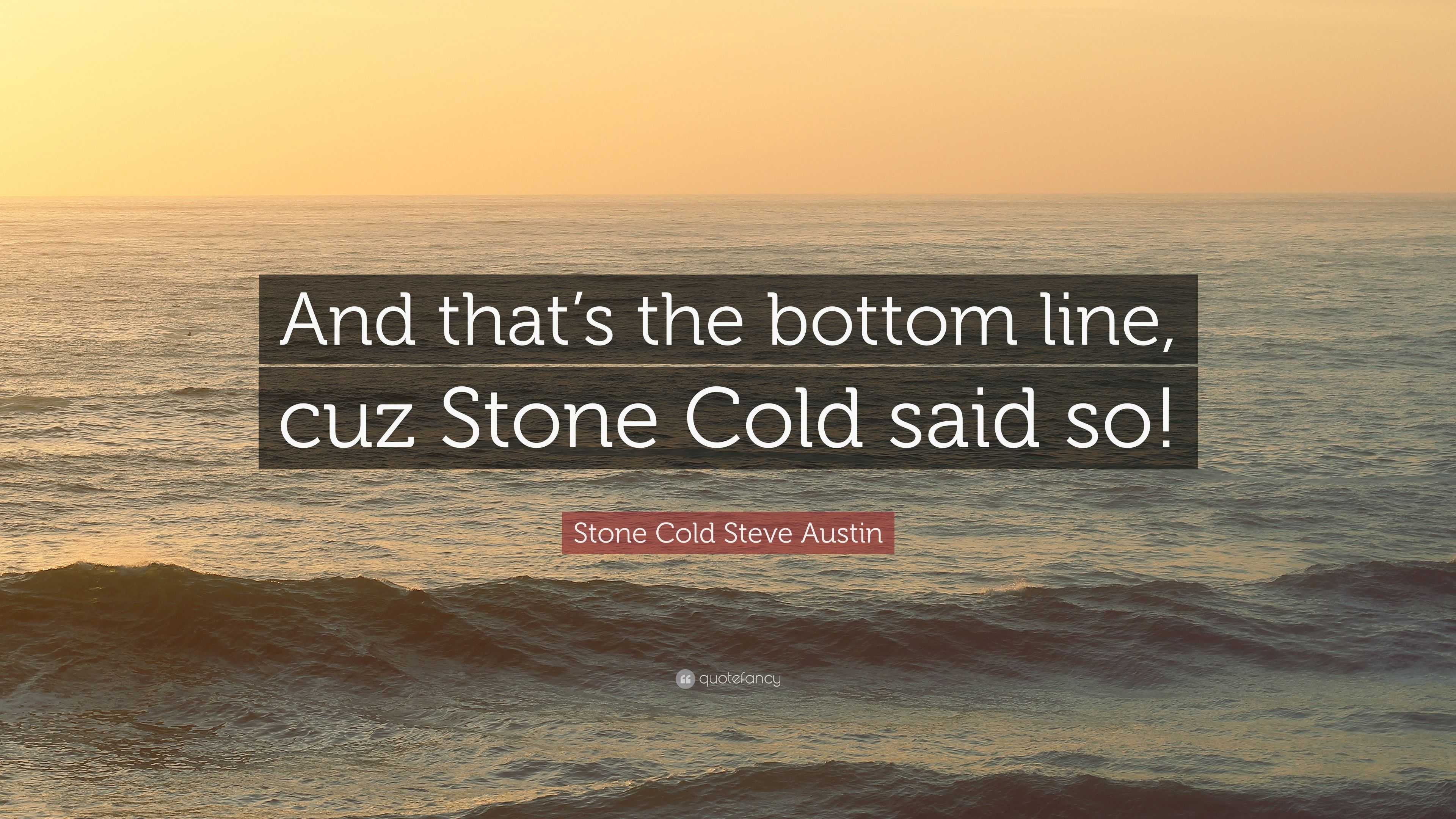 Stone Cold Steve Austin – And that's the bottom line, 'cause Stone Cold  said so