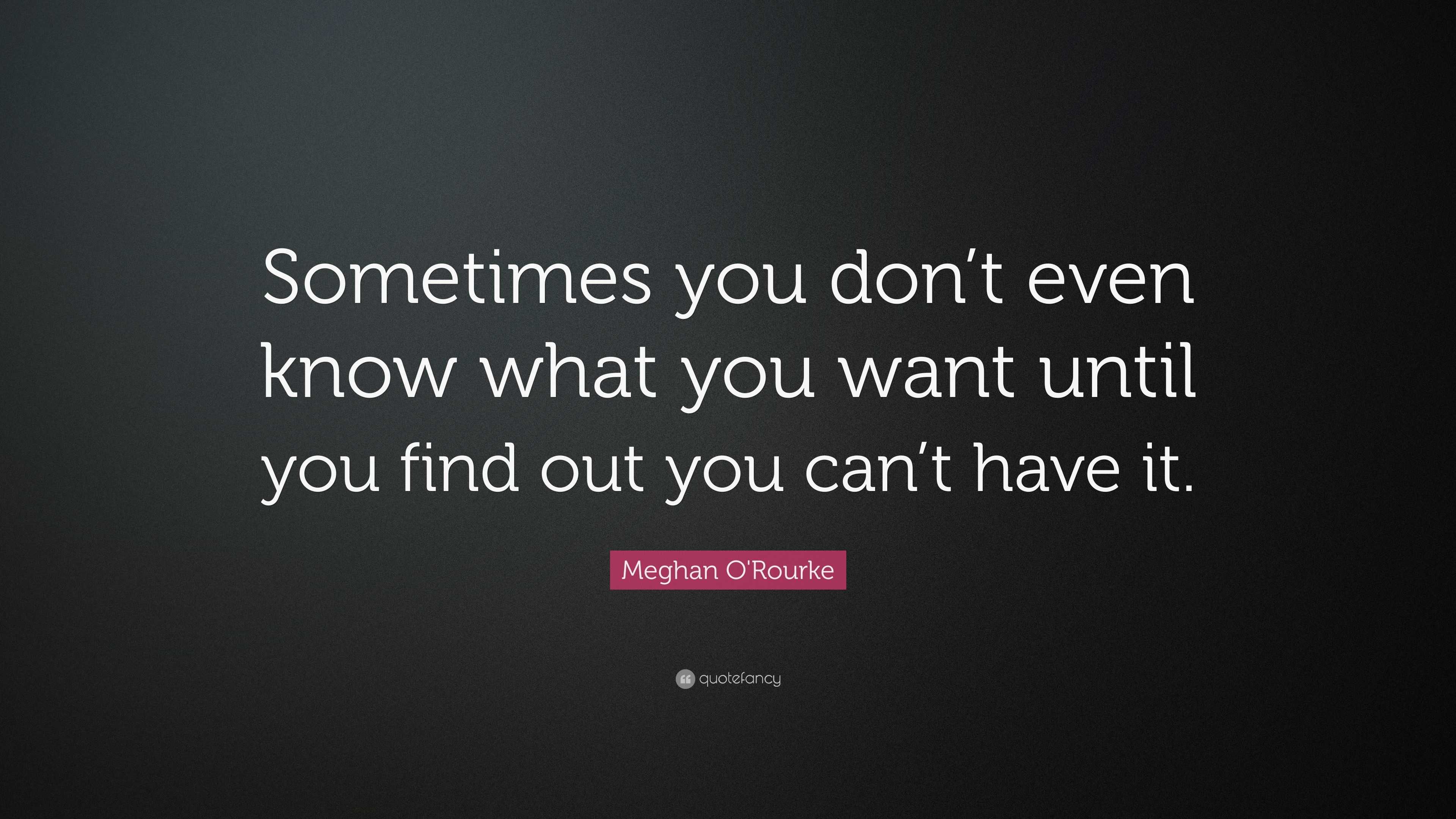 Meghan O'Rourke Quote: “Sometimes you don’t even know what you want ...