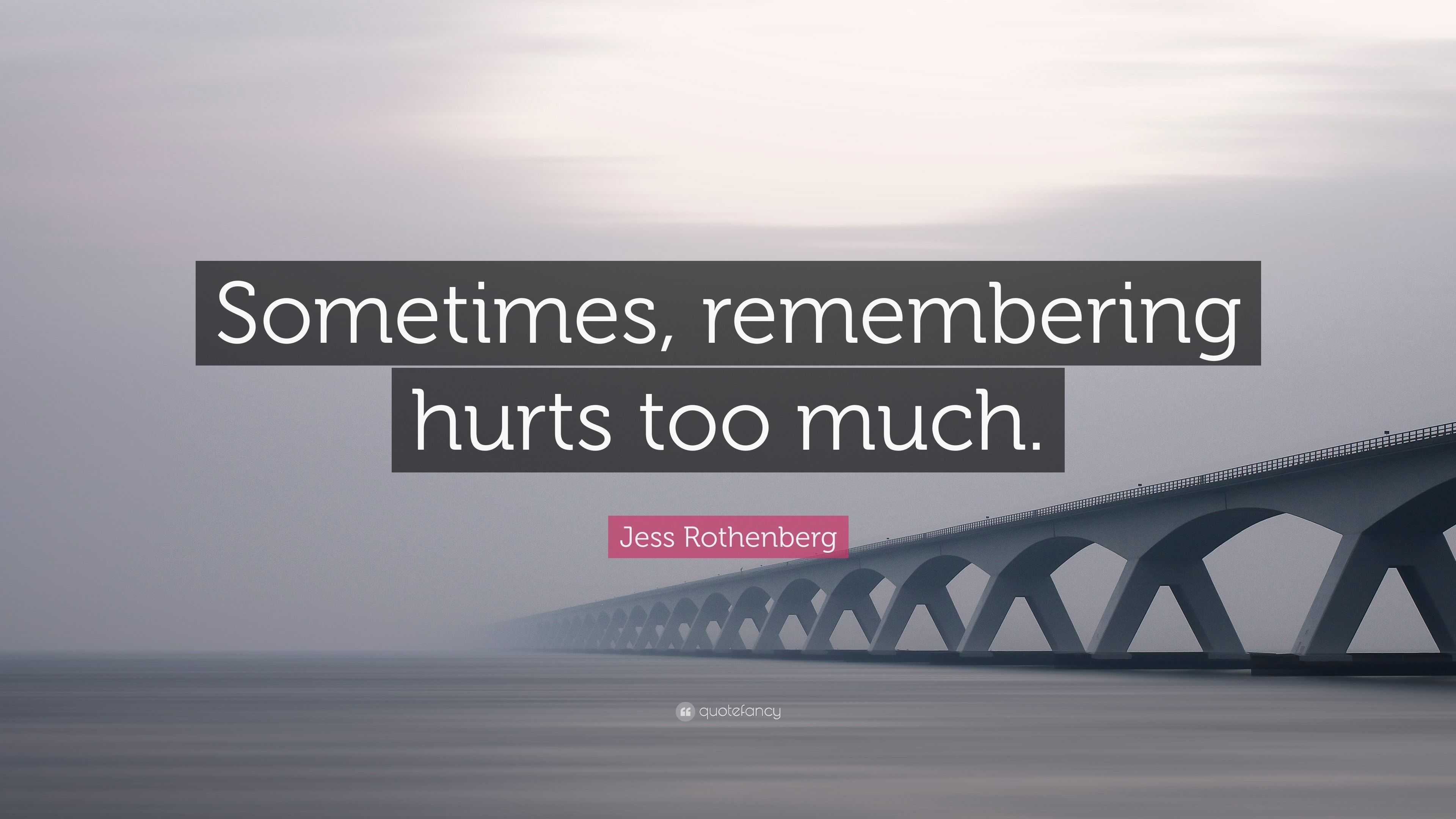 Jess Rothenberg Quote: “Sometimes, remembering hurts too much.”