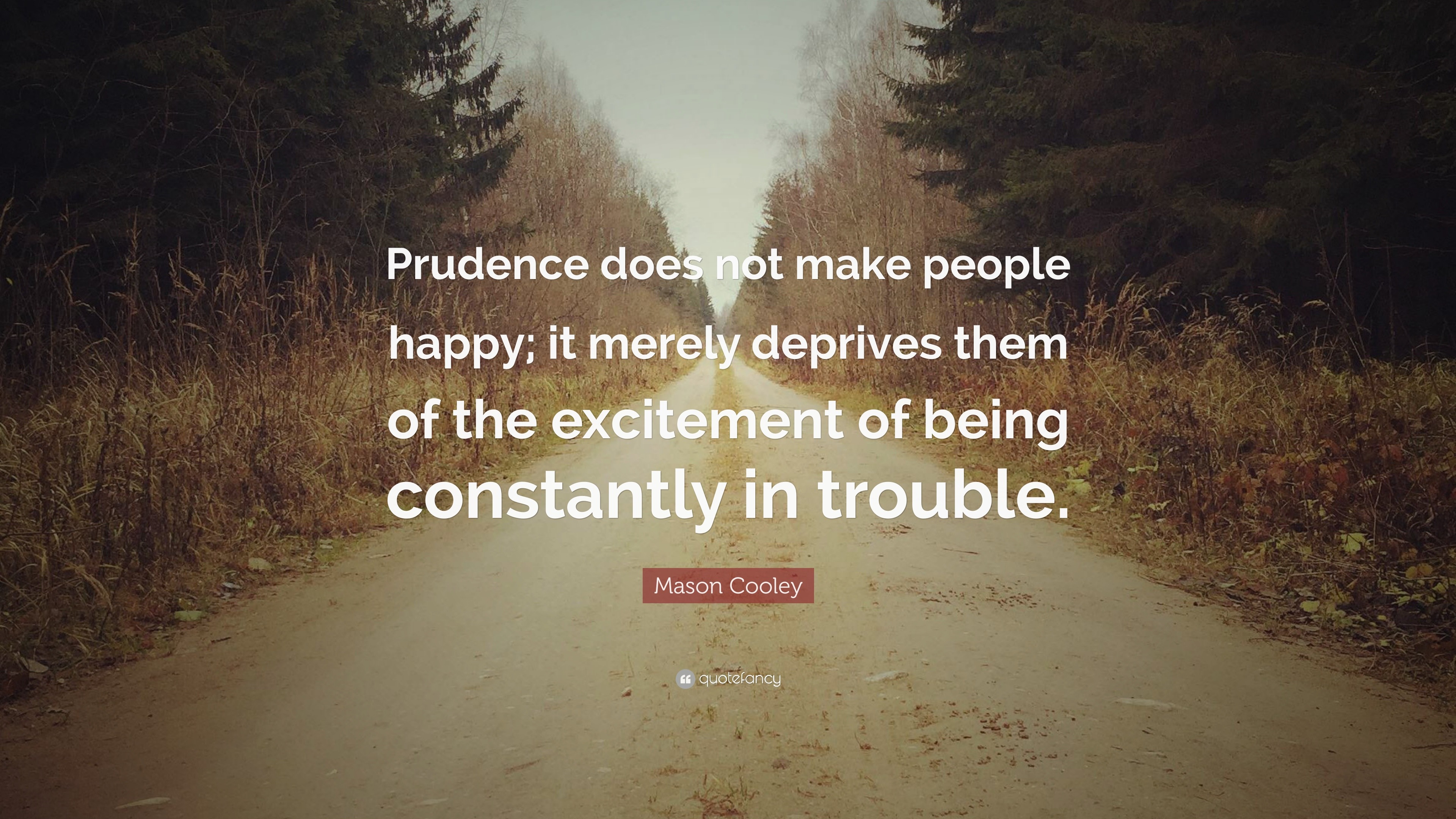 Mason Cooley Quote: “Prudence does not make people happy; it merely ...