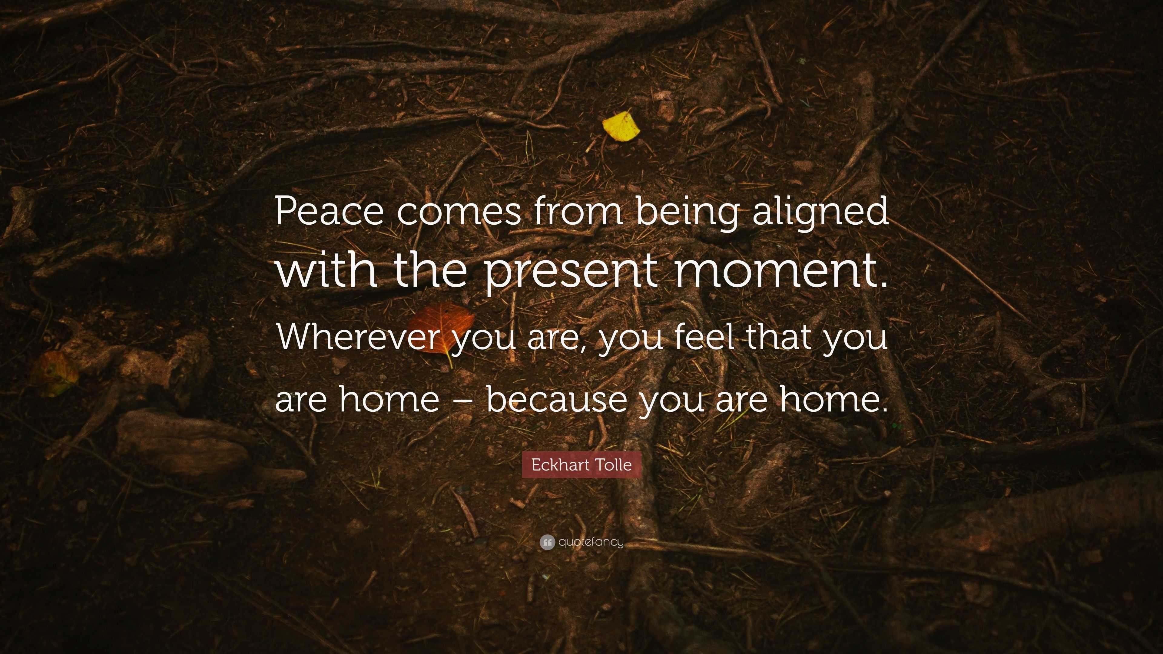 Eckhart Tolle Quote “peace Comes From Being Aligned With The Present Moment Wherever You Are