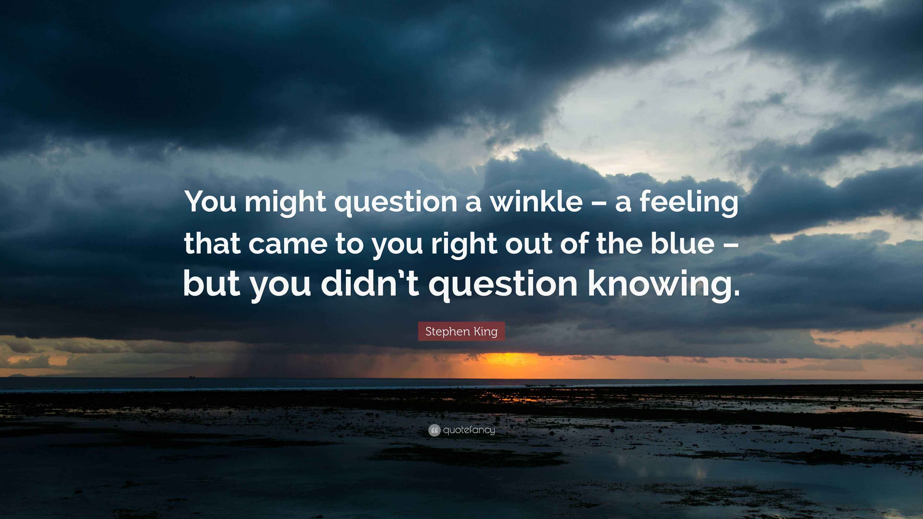 Stephen King Quote: “You might question a winkle – a feeling that came ...