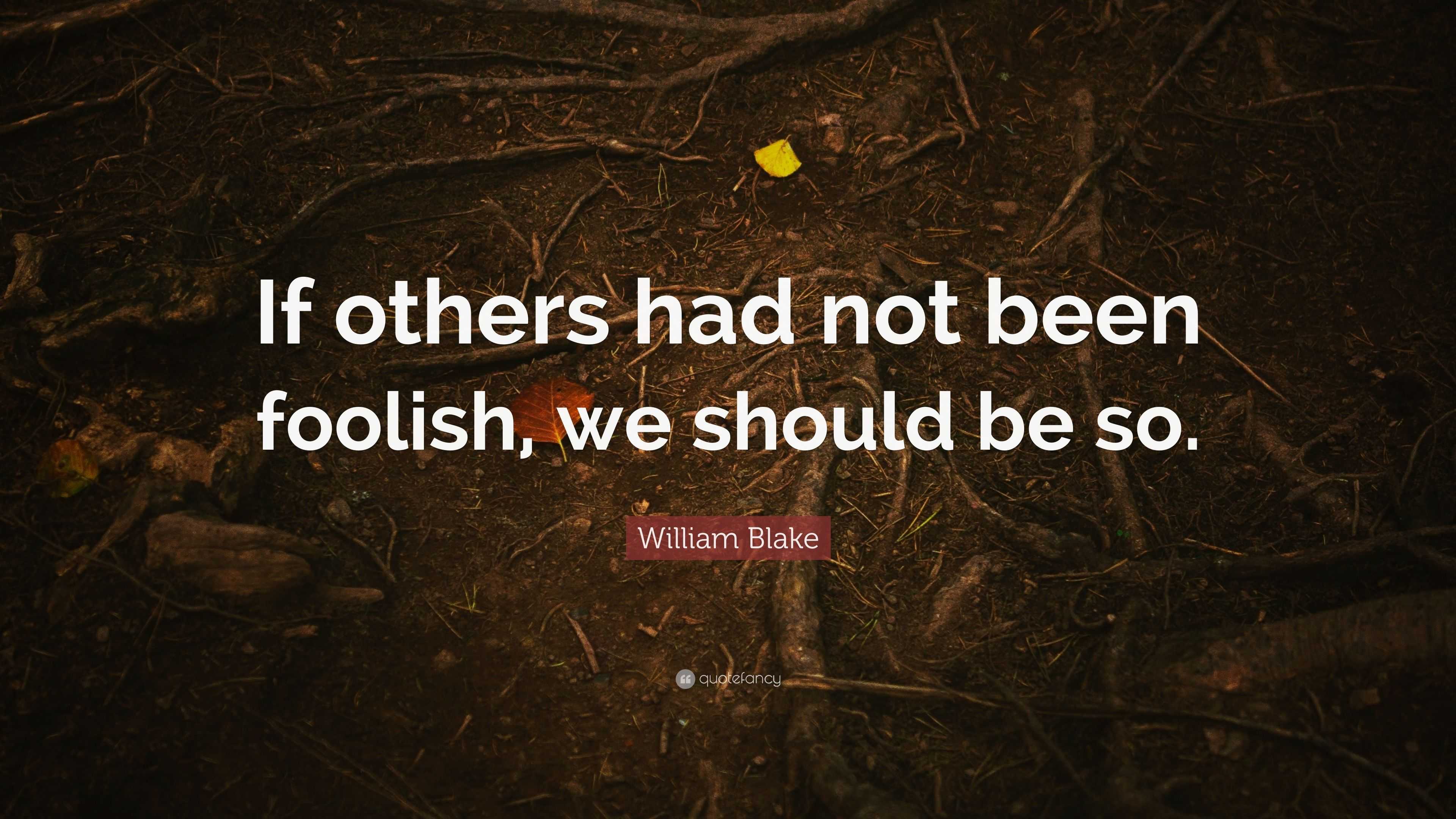 William Blake Quote: “If others had not been foolish, we should be so.”