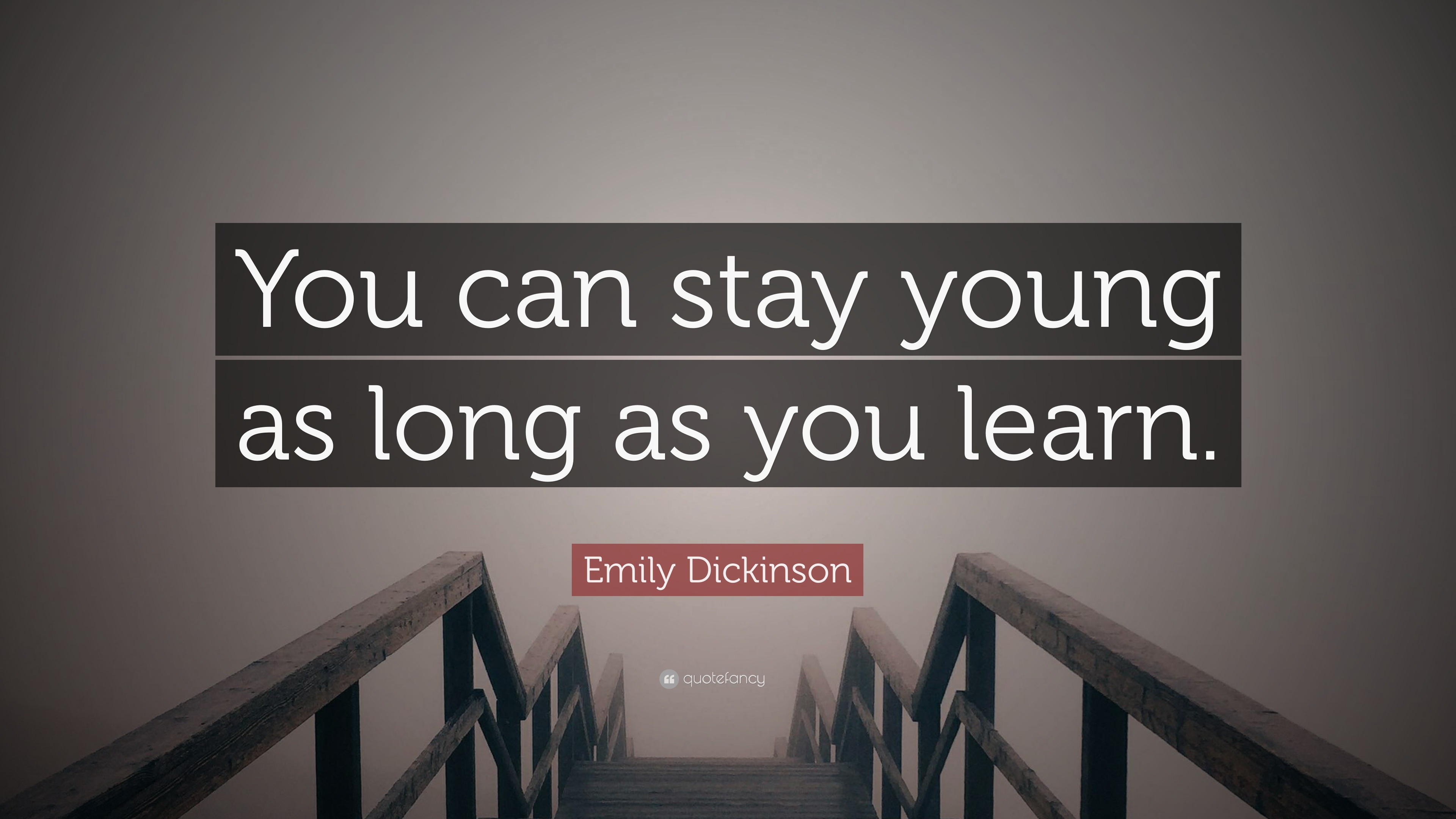 Emily Dickinson Quote: “You can stay young as long as you learn.”