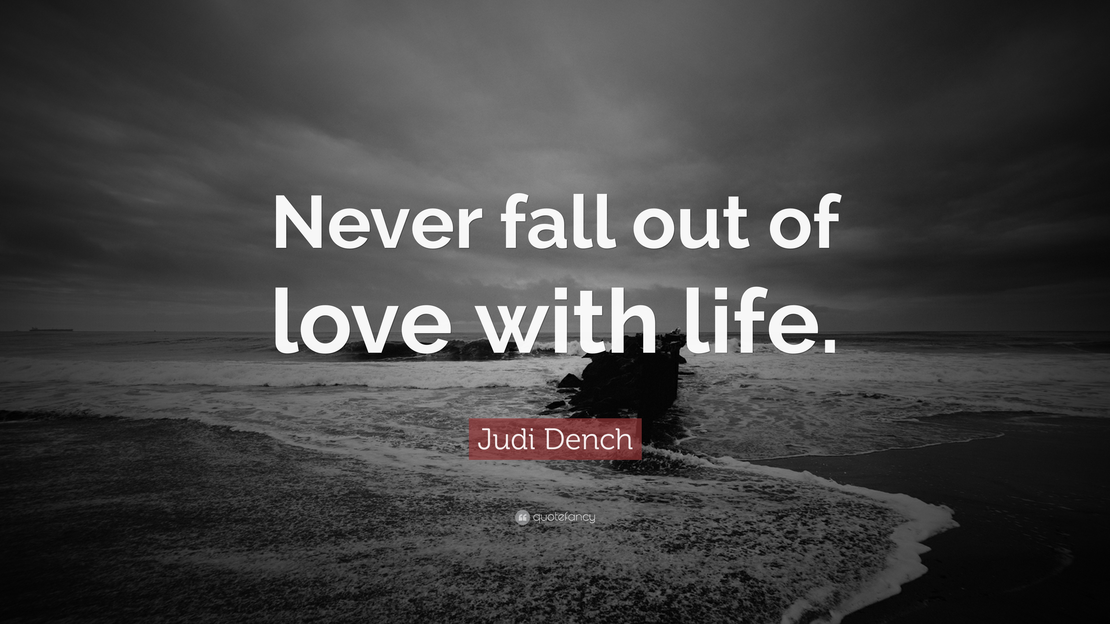 Judi Dench Quote “Never fall out of love with life ”