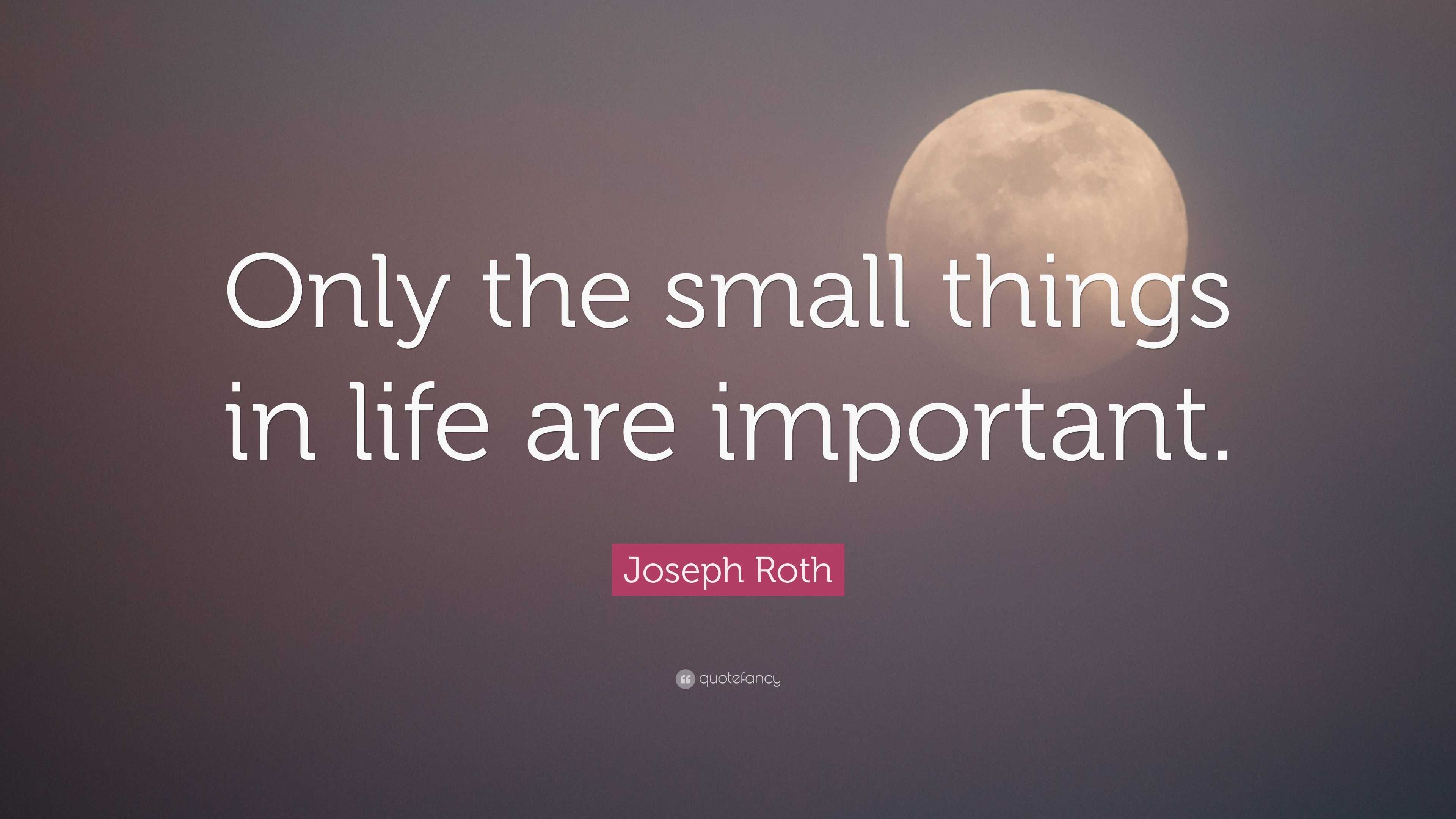 Joseph Roth Quote: “Only the small things in life are important.”