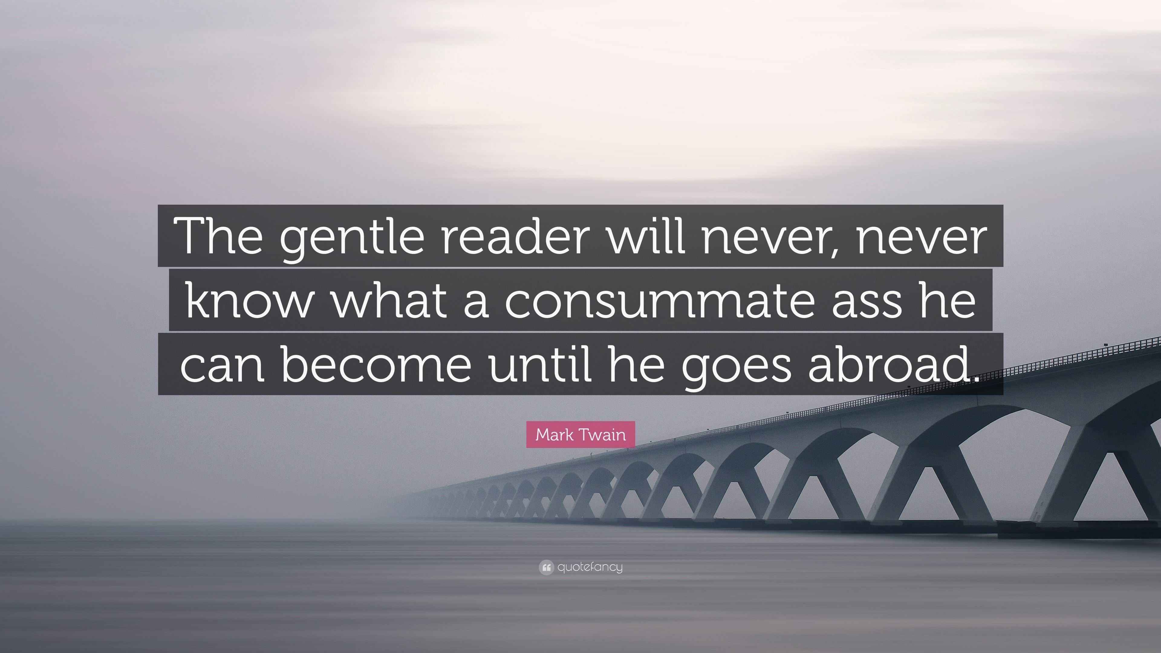 Mark Twain Quote “The gentle reader will never, never know what a