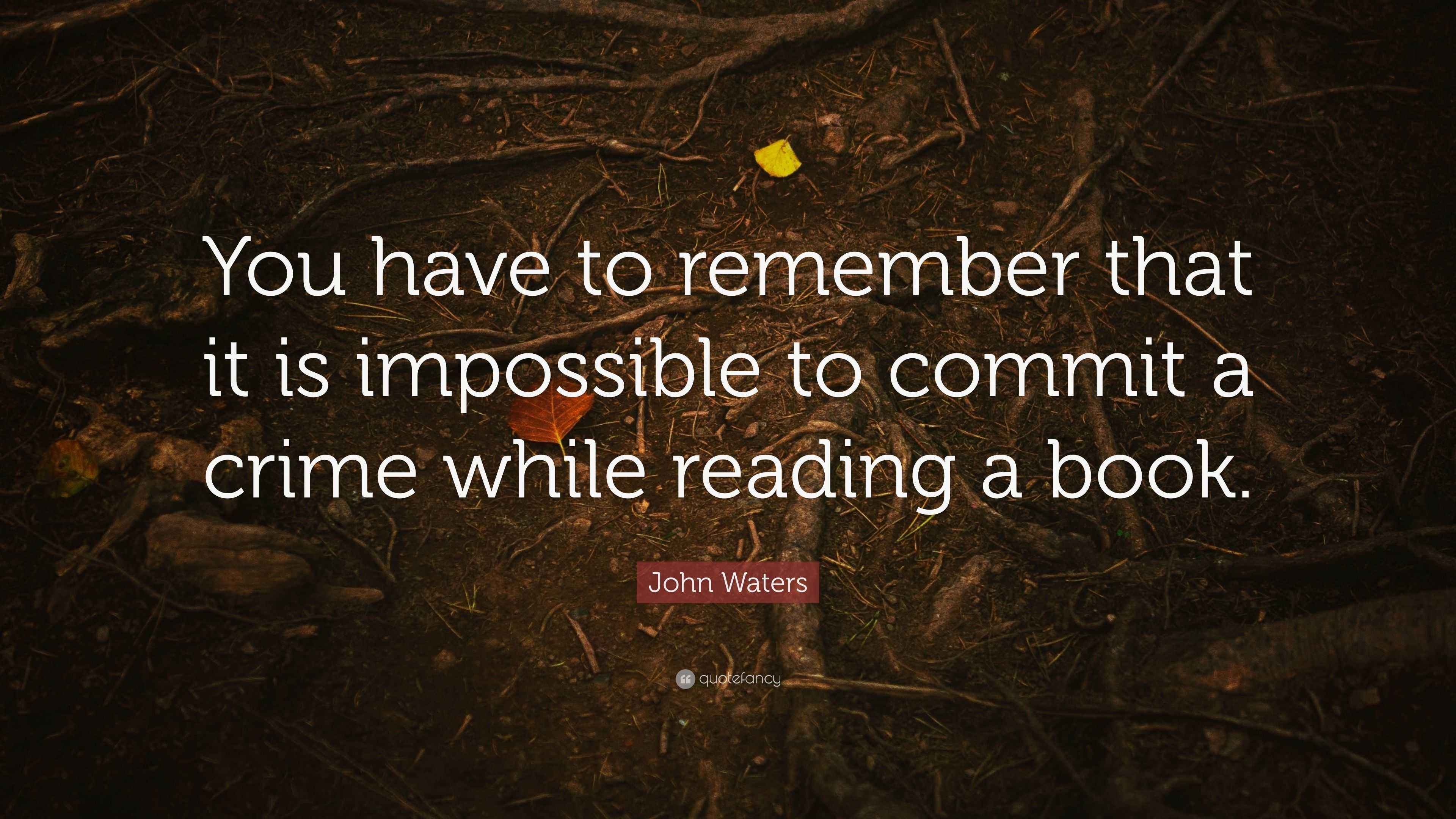 John Waters Quote “You have to remember that it is impossible to