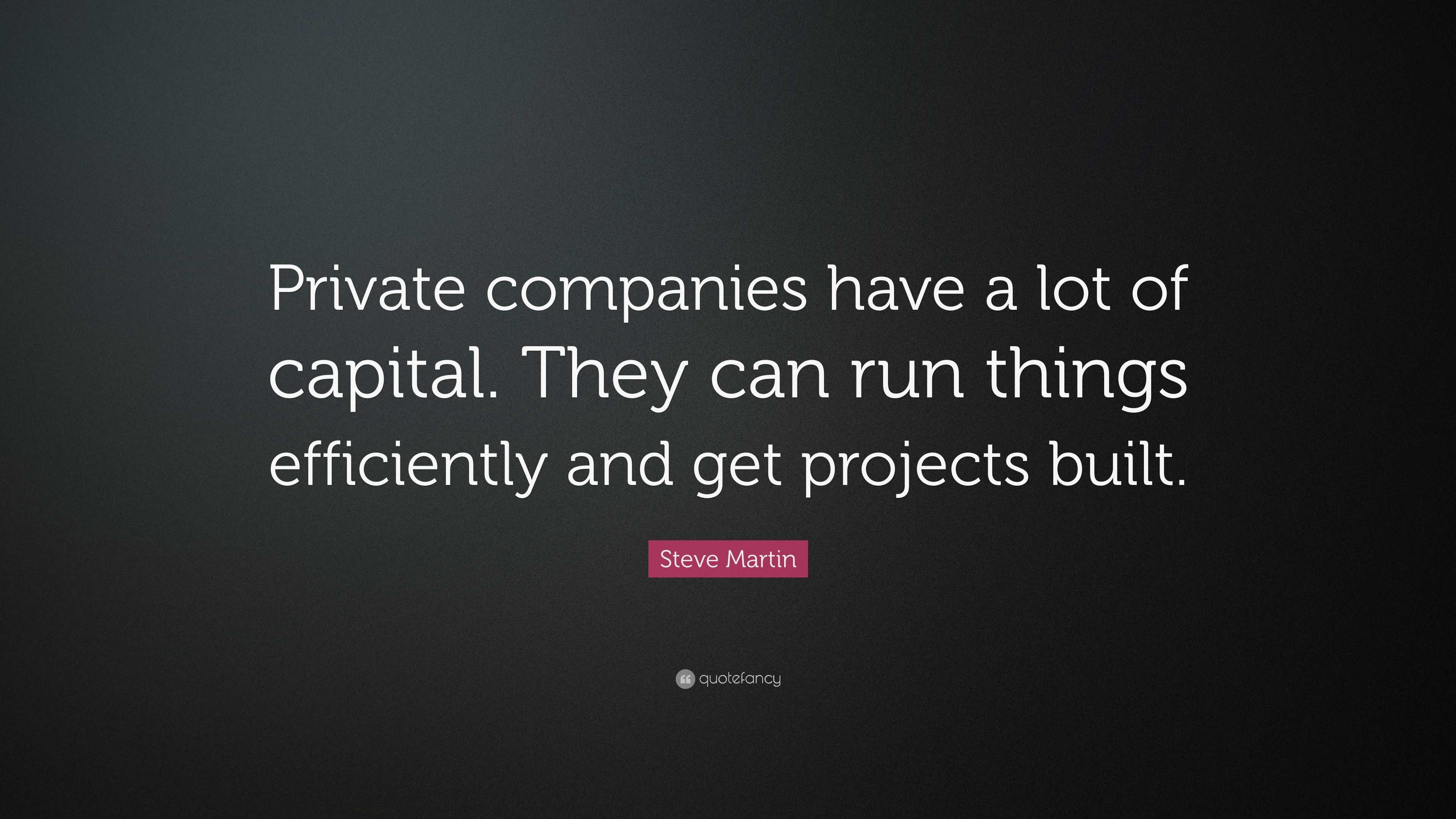 Steve Martin Quote: “Private companies have a lot of capital. They can ...