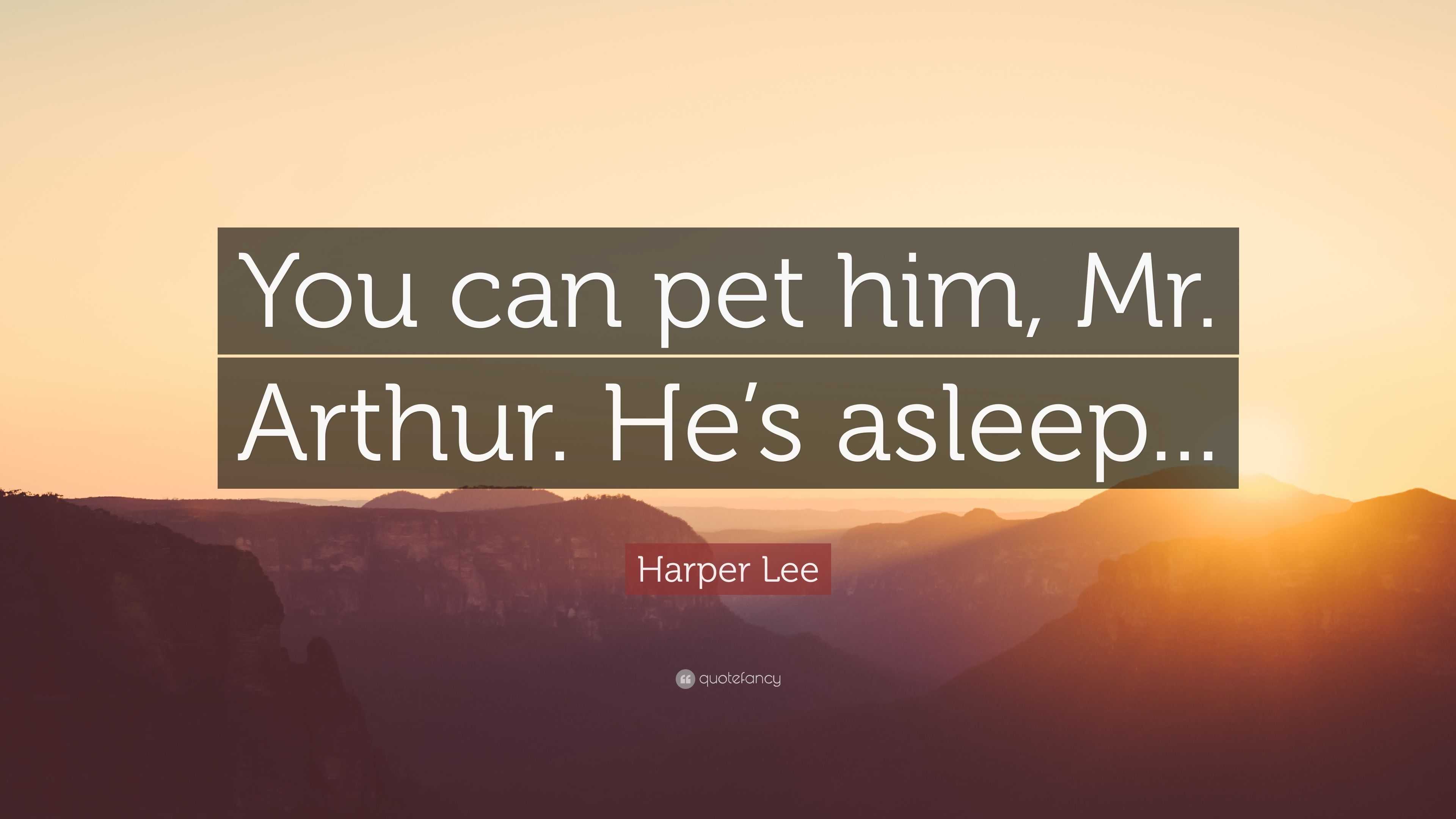 Harper Lee Quote: “You can pet him, Mr. Arthur. He’s asleep...”