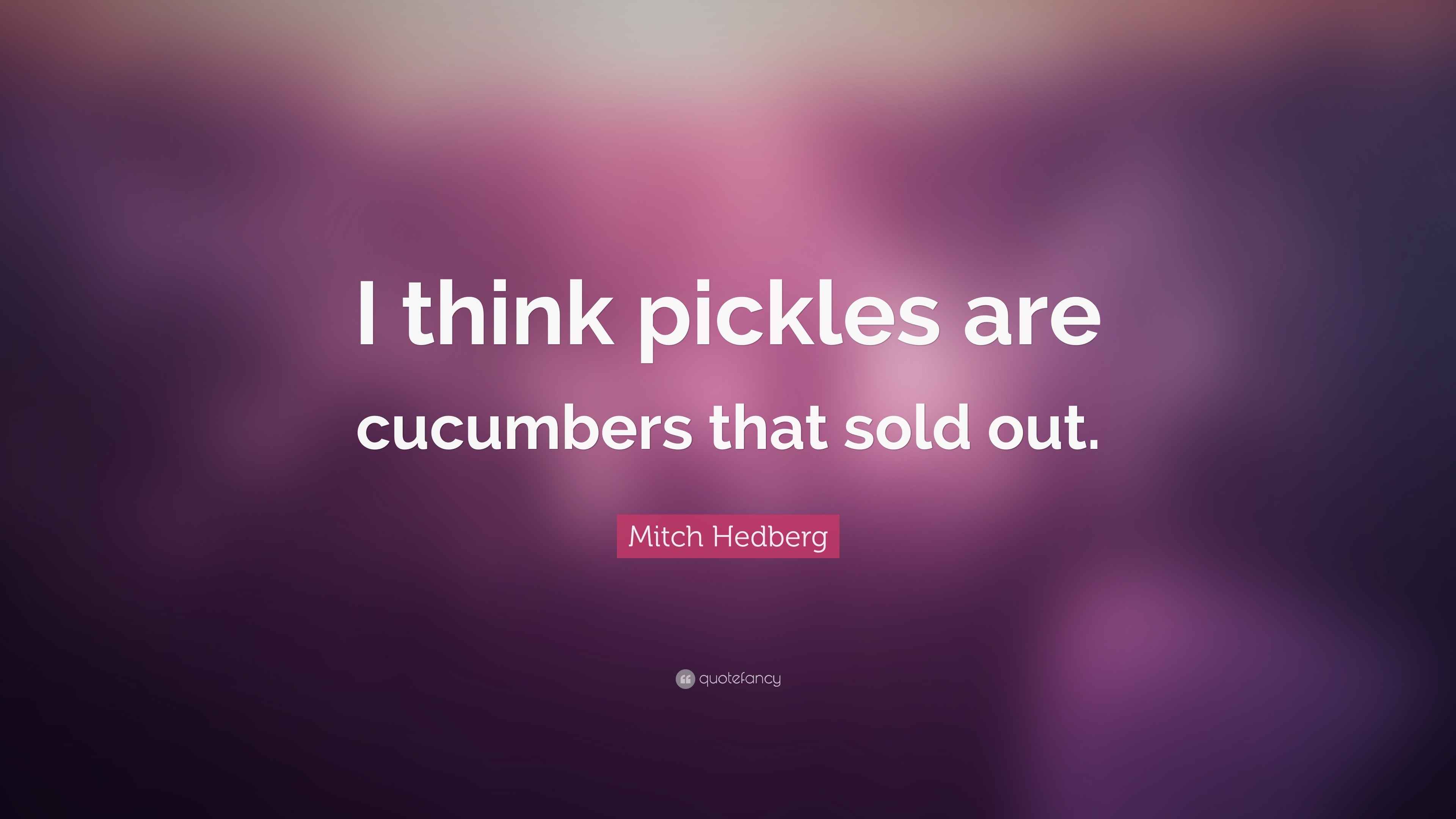 Mitch Hedberg Quote “I think pickles are cucumbers that sold out.”