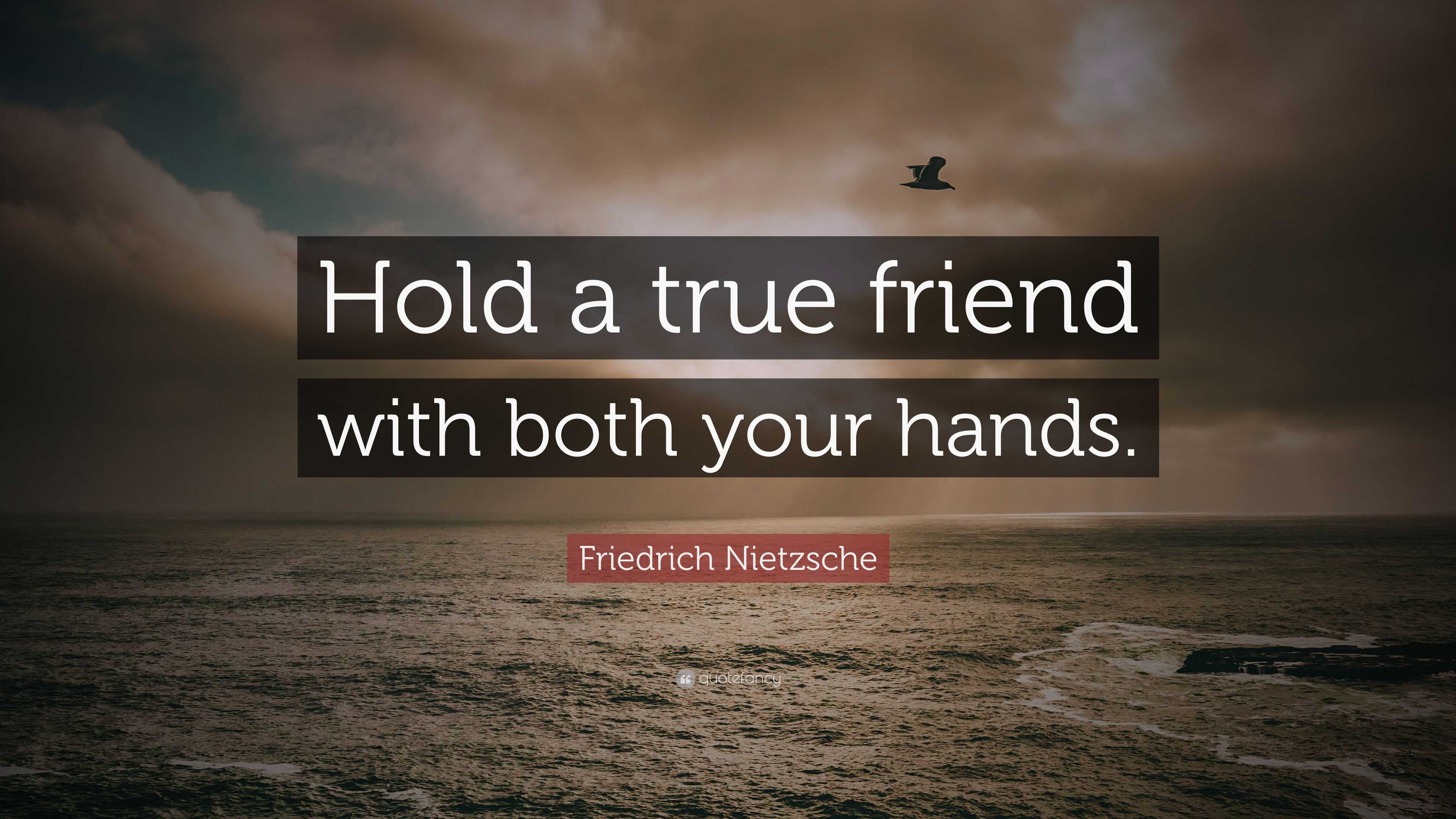 Friedrich Nietzsche Quote: “Hold a true friend with both your hands.”