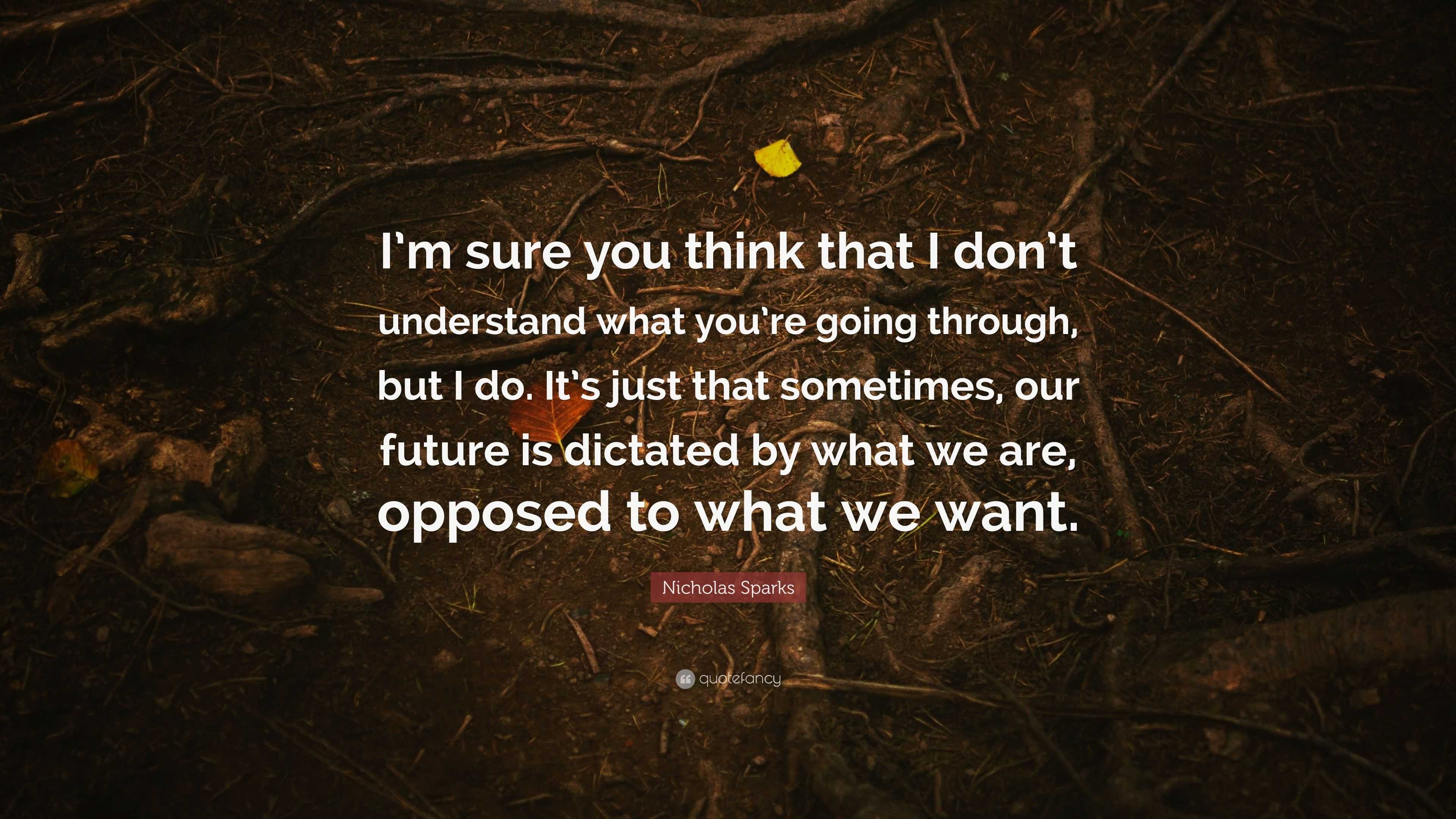 Nicholas Sparks Quote: “I’m Sure You Think That I Don’t Understand What ...