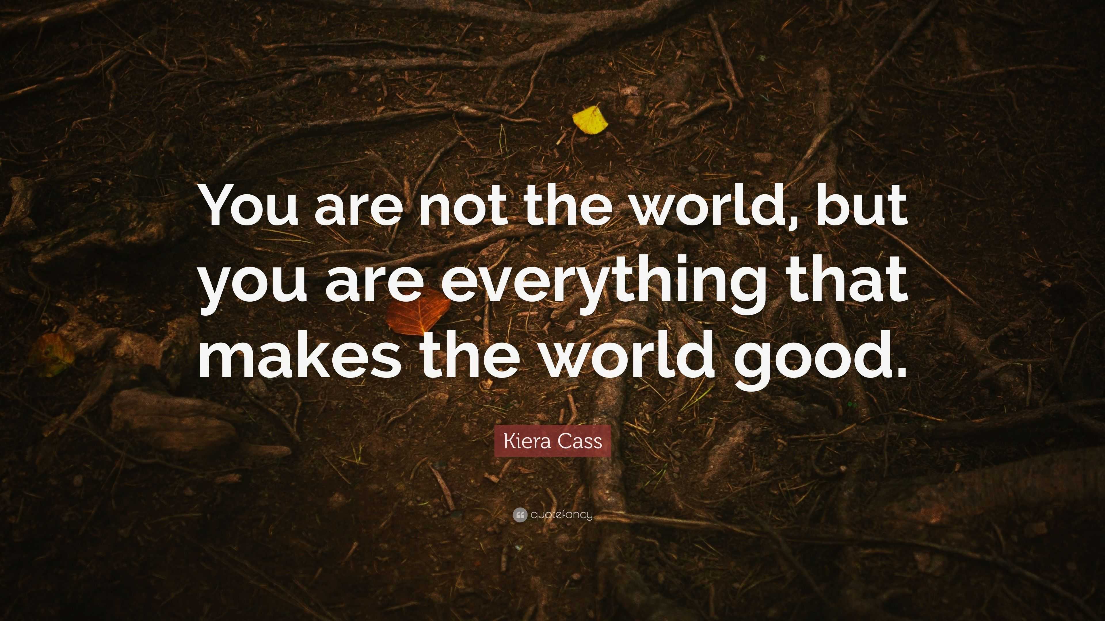 Kiera Cass Quote: “You are not the world, but you are everything that ...