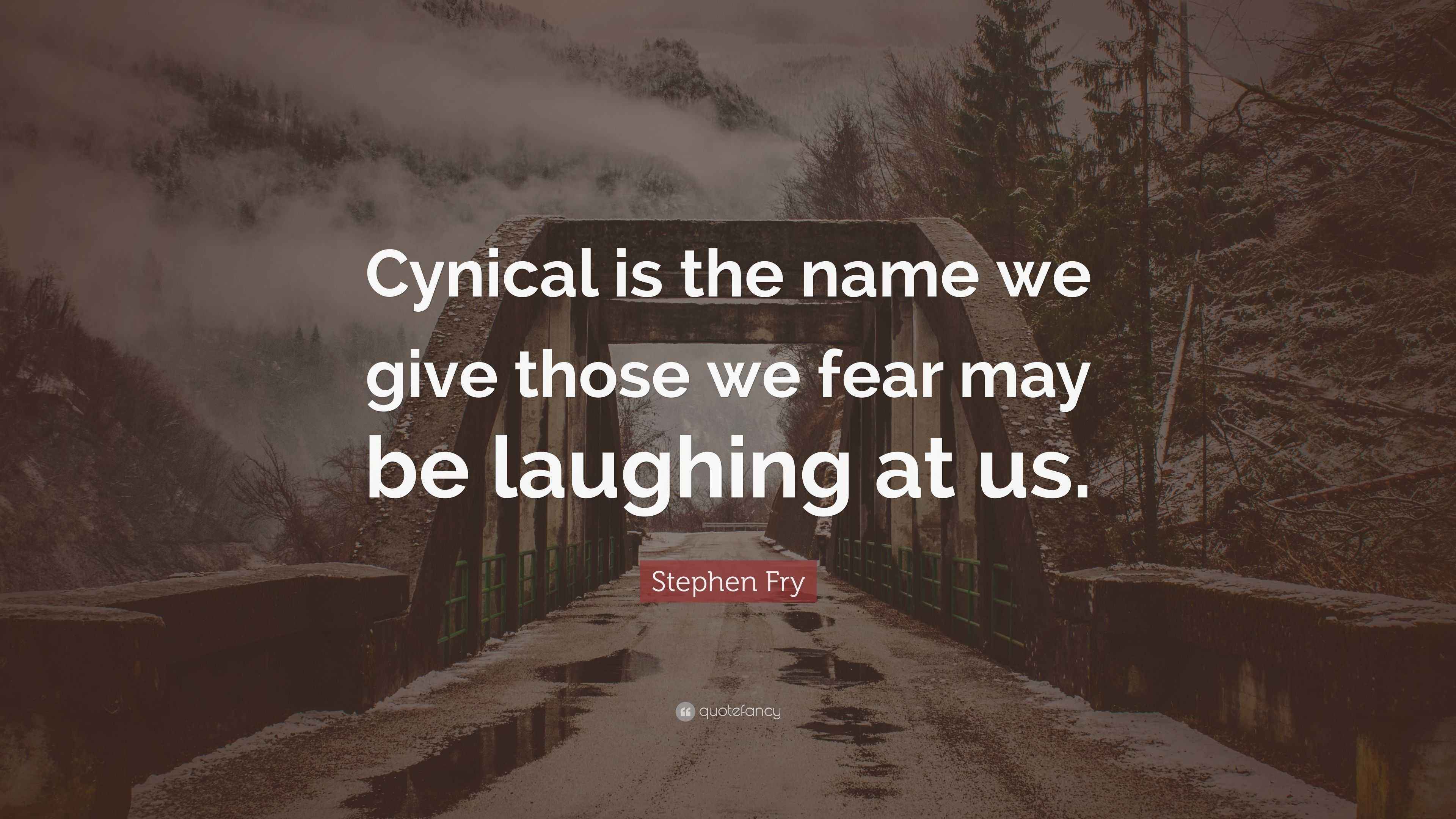 Stephen Fry Quote: “Cynical is the name we give those we fear may be ...