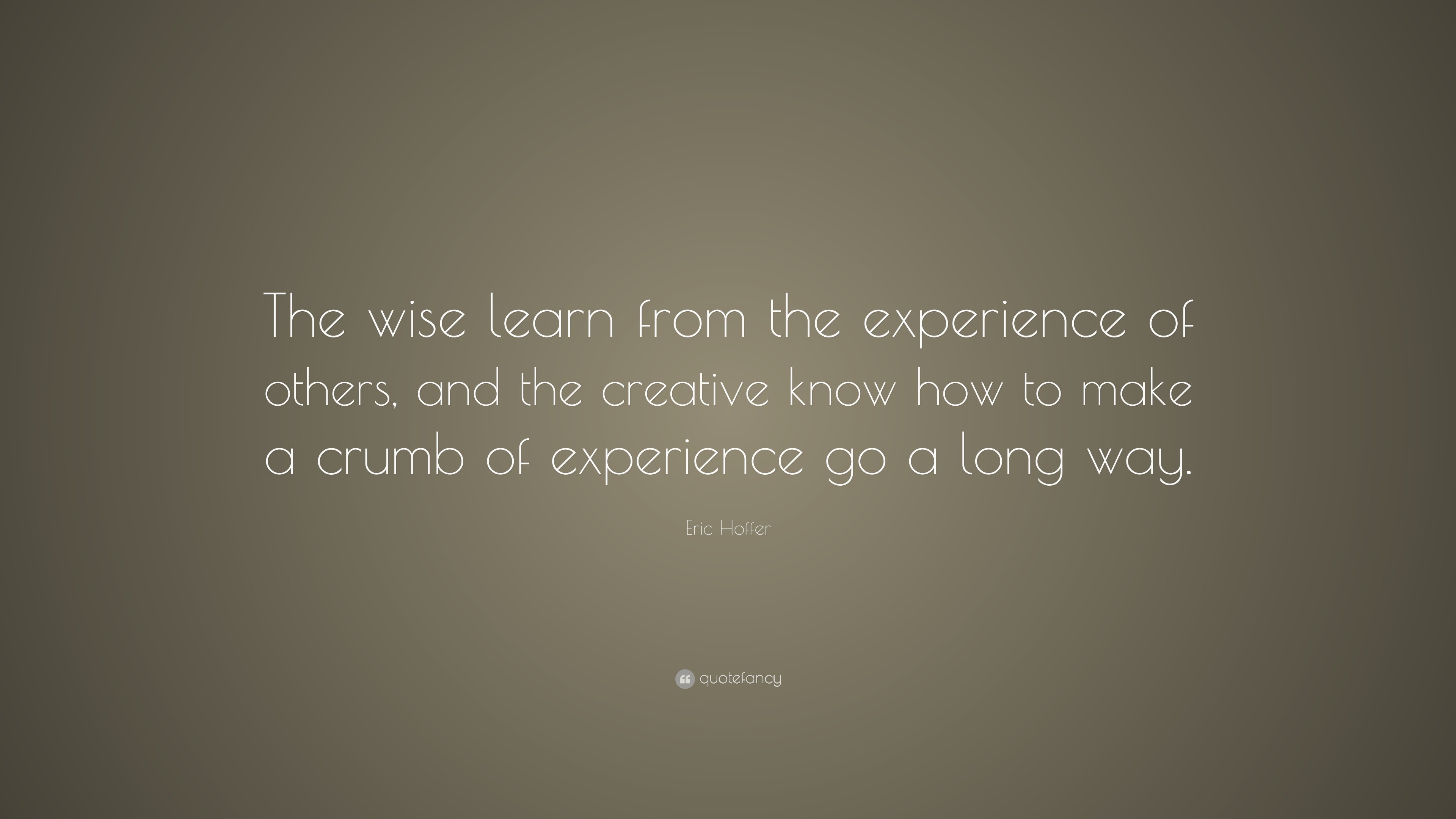 Eric Hoffer Quote: “the Wise Learn From The Experience Of Others, And 