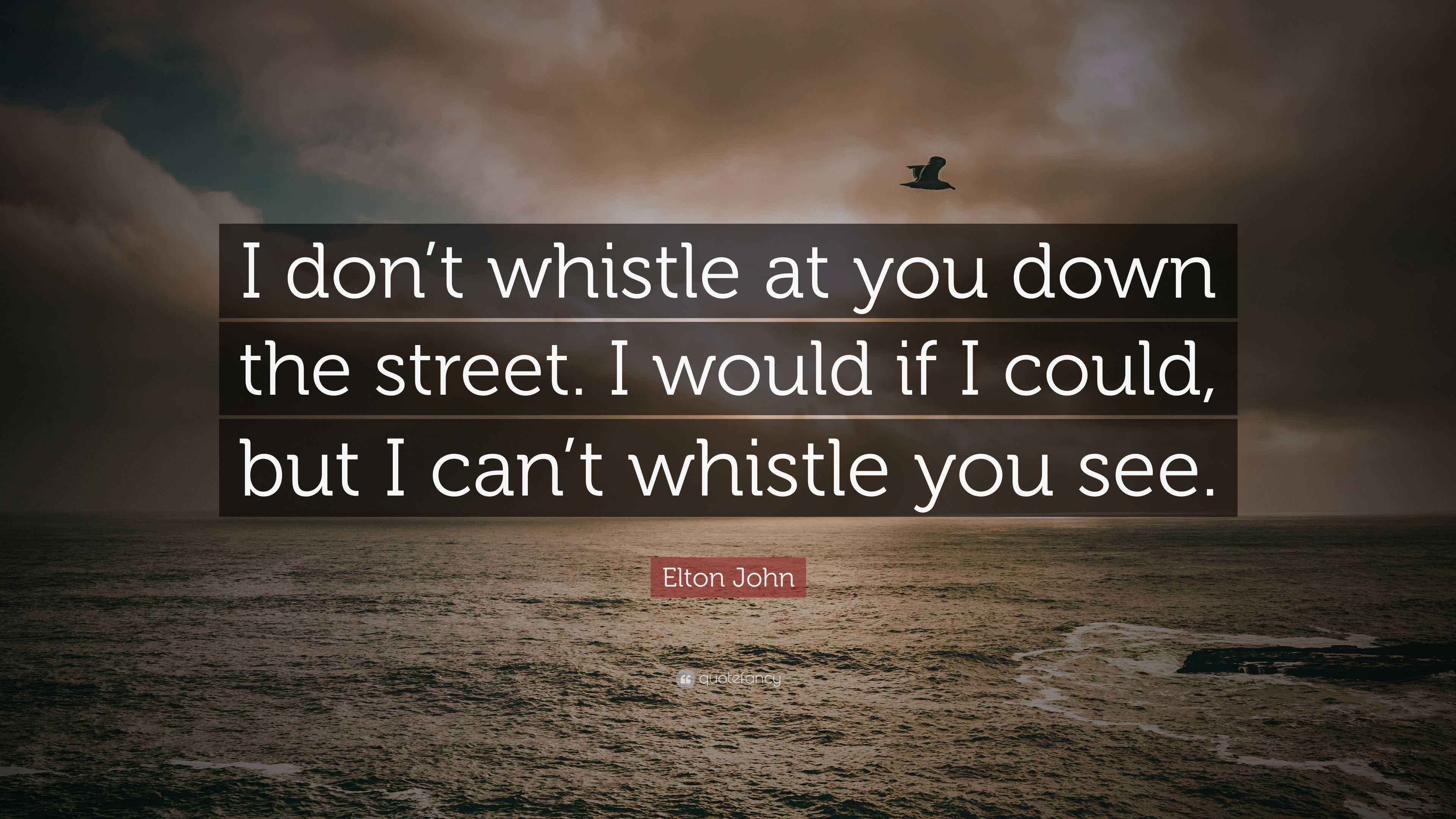 Elton John Quote “I don’t whistle at you down the street. I would if I