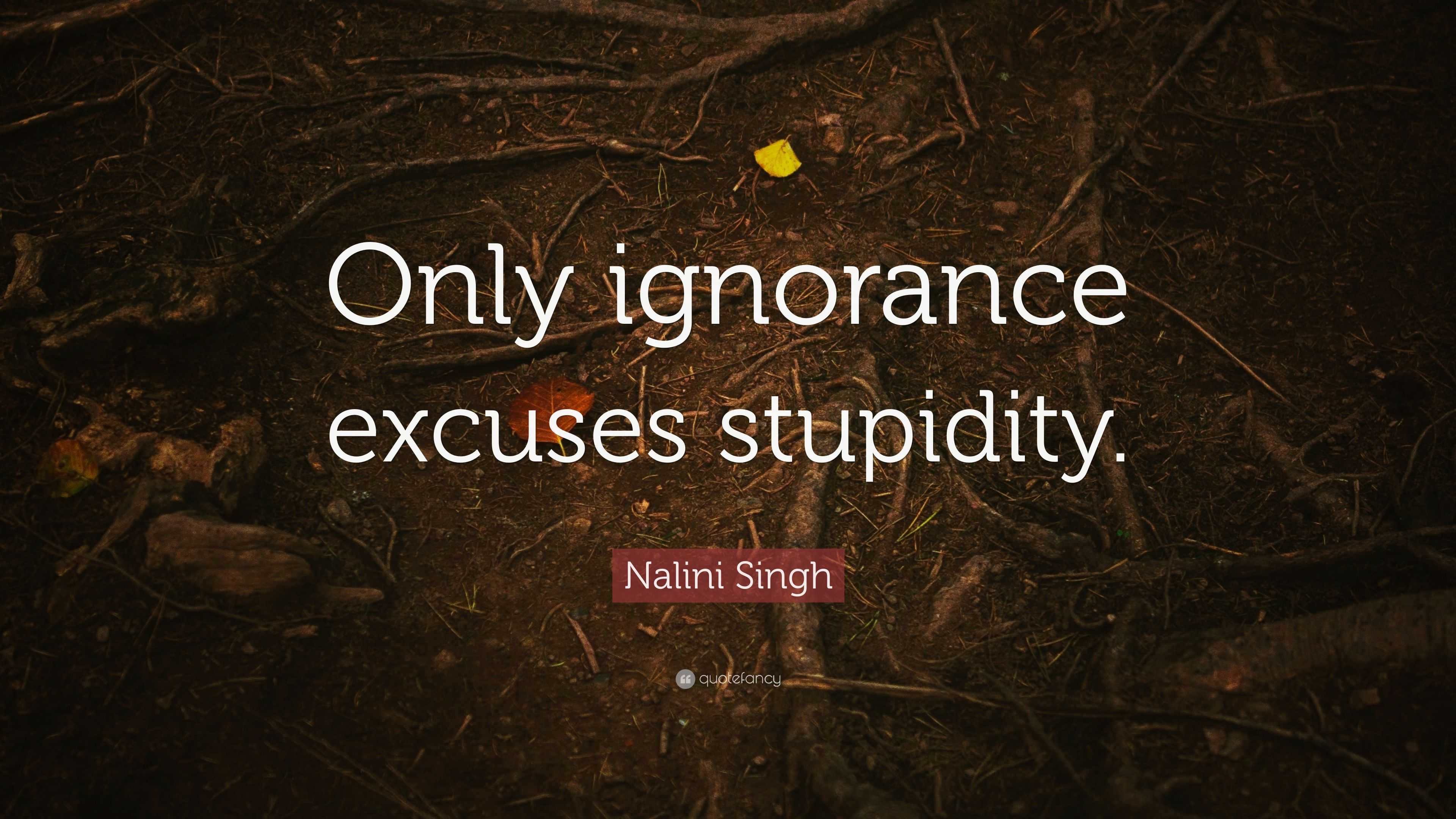 Nalini Singh Quote: “Only ignorance excuses stupidity.”