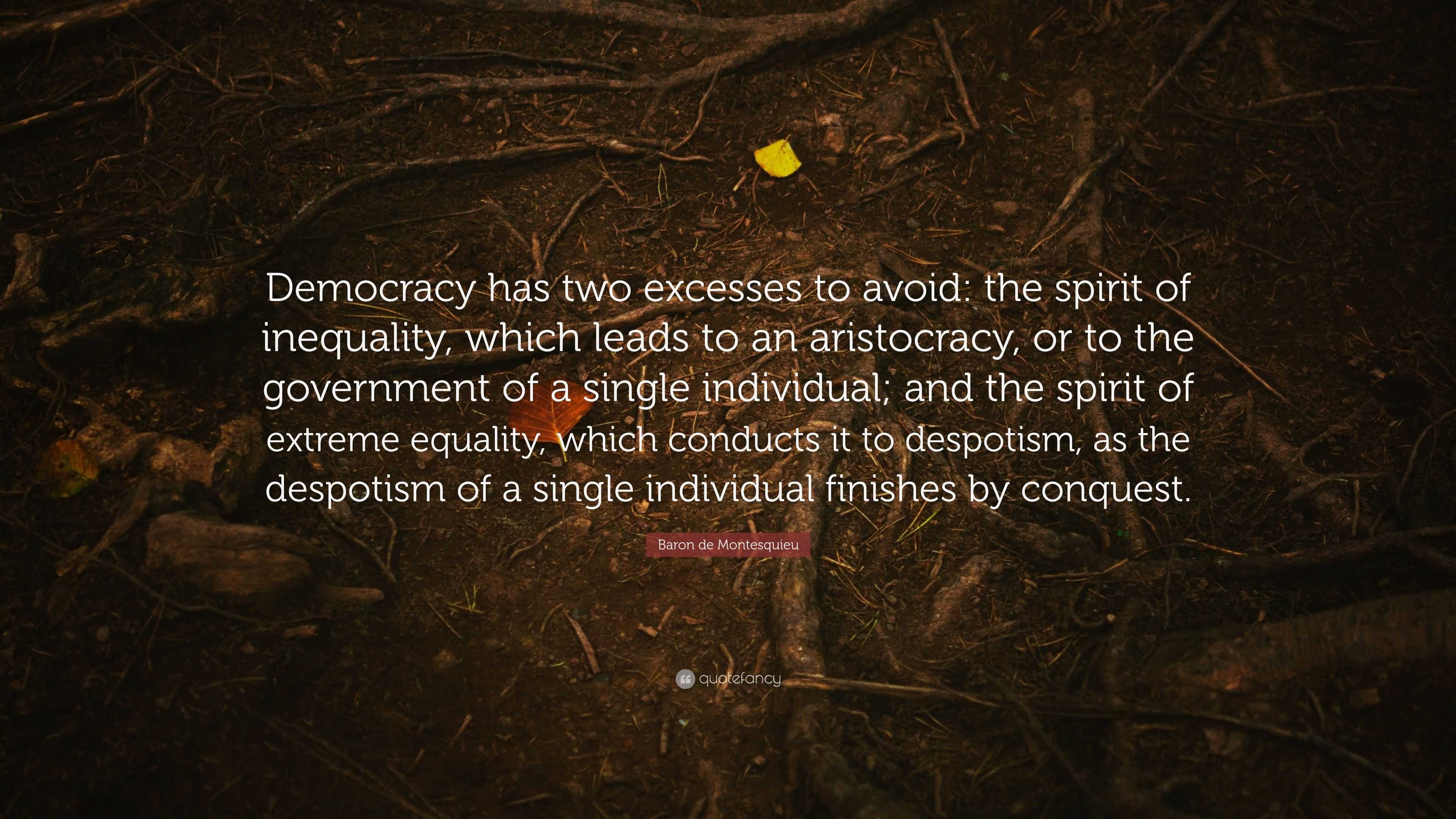 Baron de Montesquieu Quote: “Democracy has two excesses to avoid: the ...