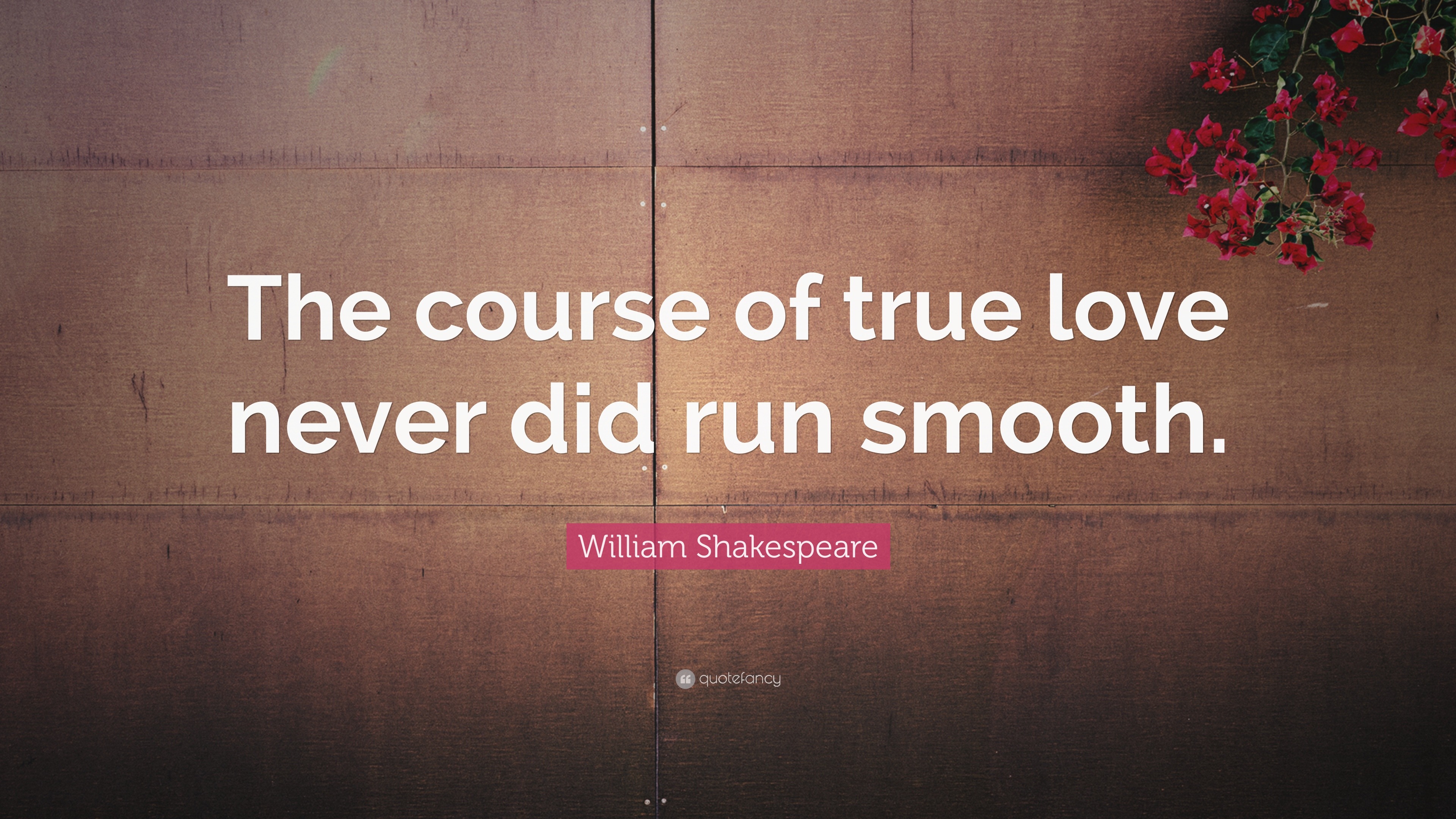William Shakespeare Quote “The course of true love never did run smooth ”