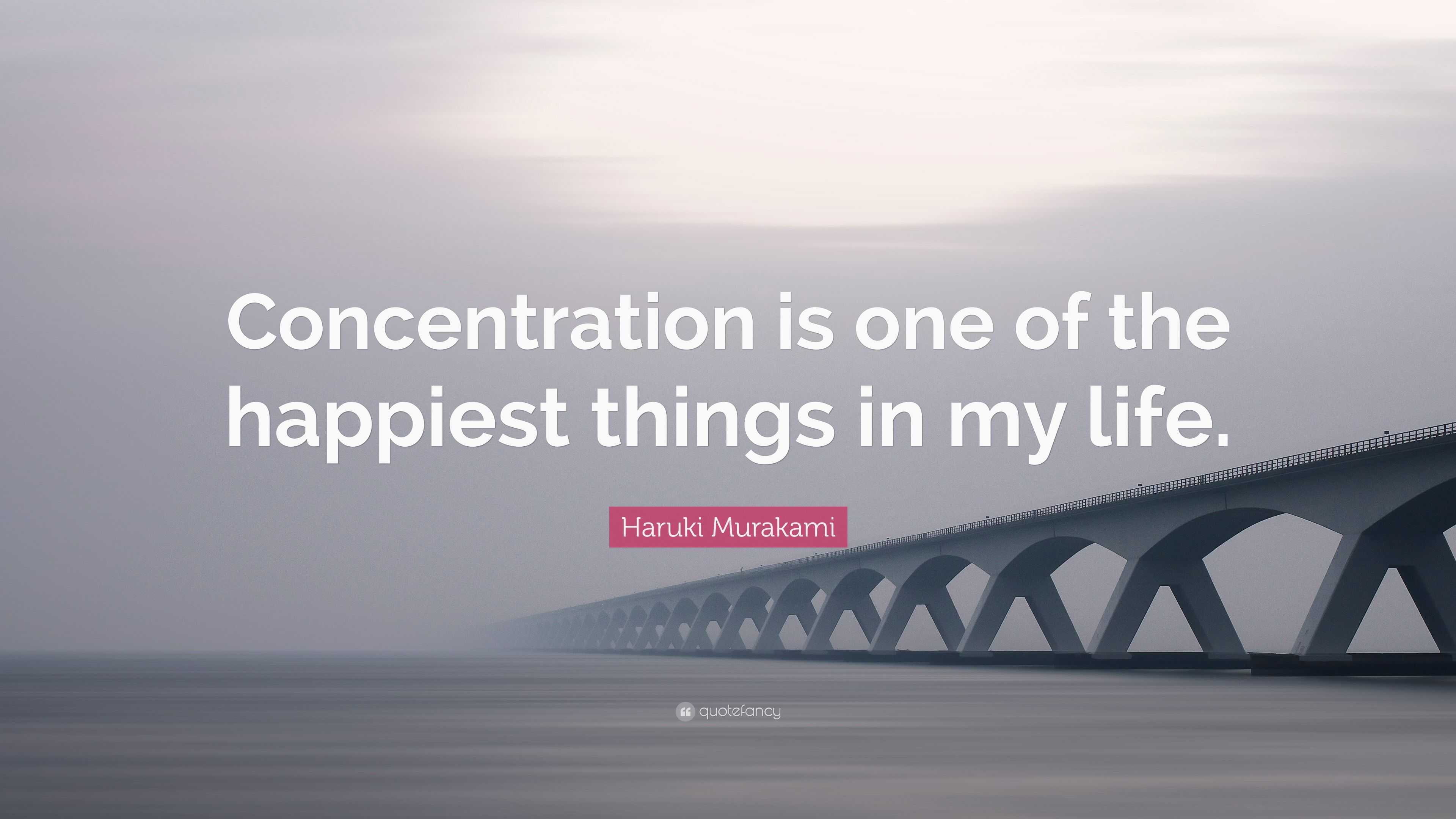 Haruki Murakami Quote “Concentration is one of the happiest things in my life