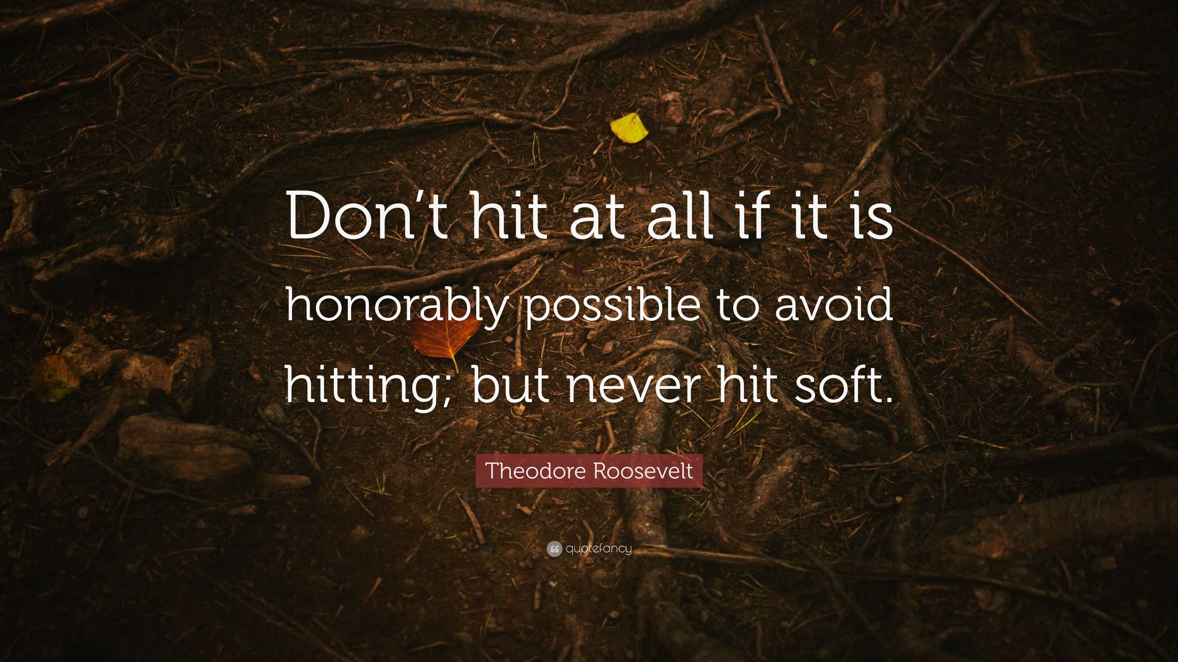 Theodore Roosevelt Quote: “Don’t Hit At All If It Is Honorably Possible ...