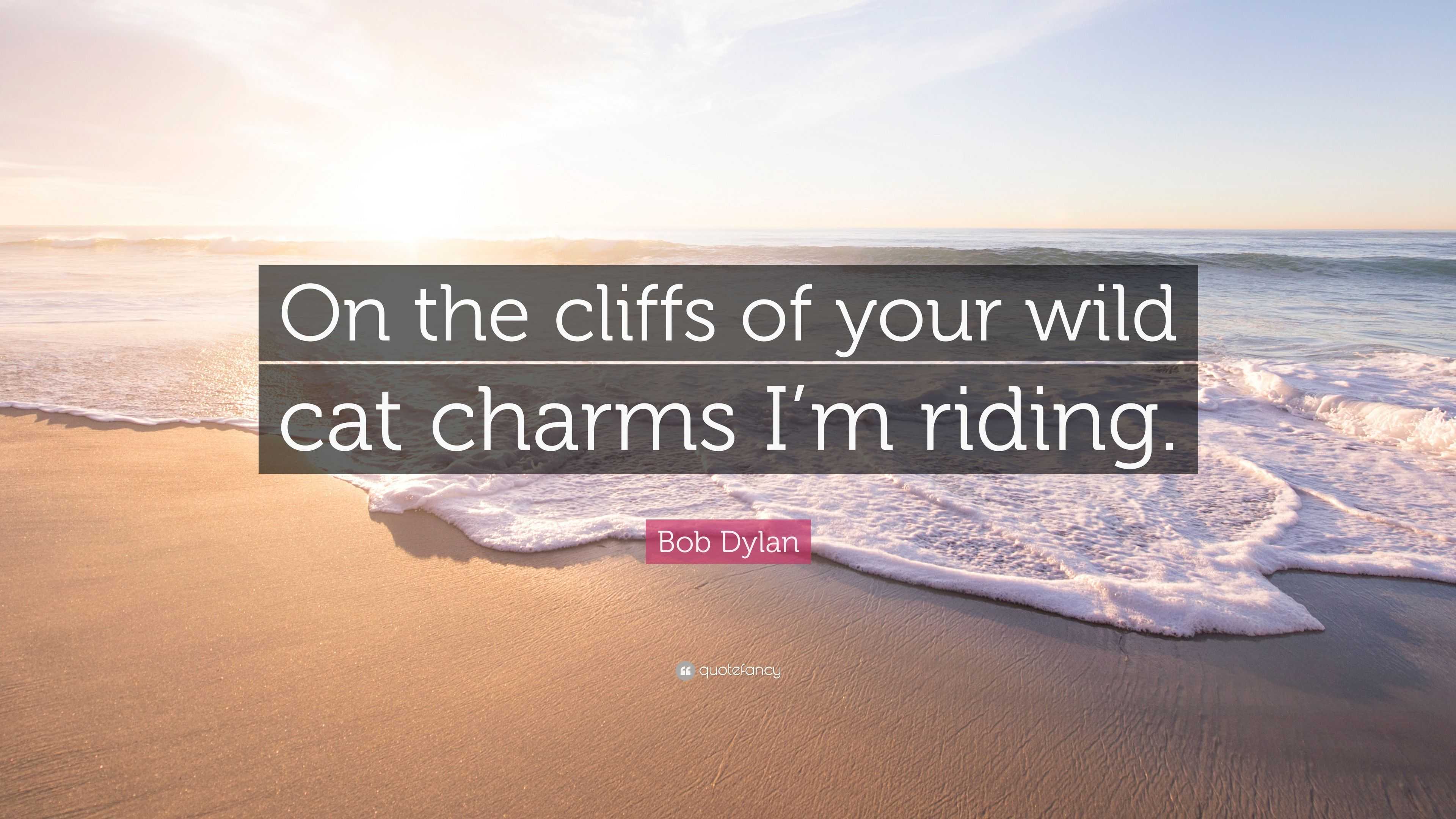 Bob Dylan Quote “On the cliffs of your wild cat charms I’m riding.”