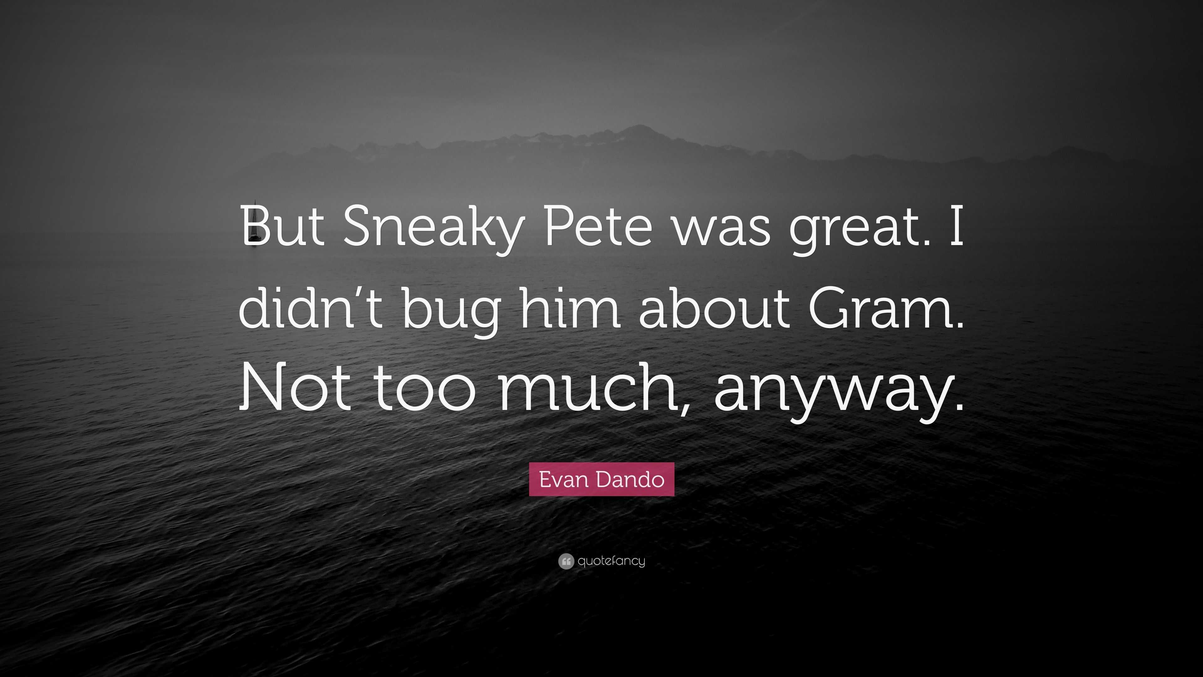 Evan Dando Quote: â€œBut Sneaky Pete was great. I didnâ€™t bug him about