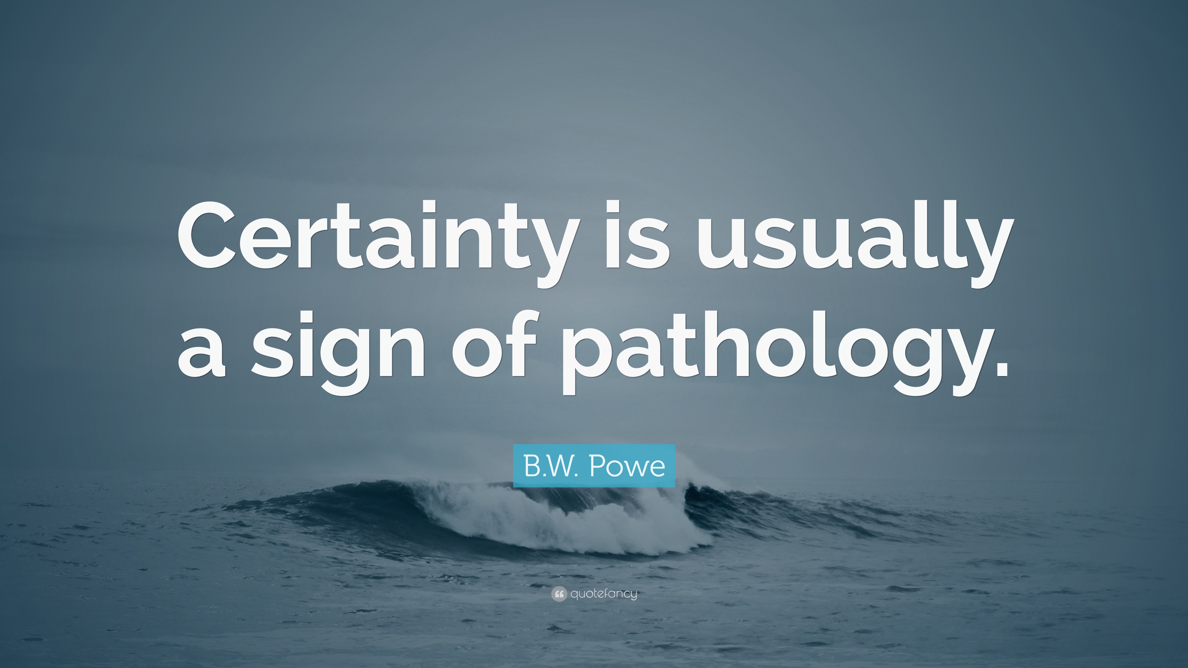 B.W. Powe Quote: “Certainty Is Usually A Sign Of Pathology.”