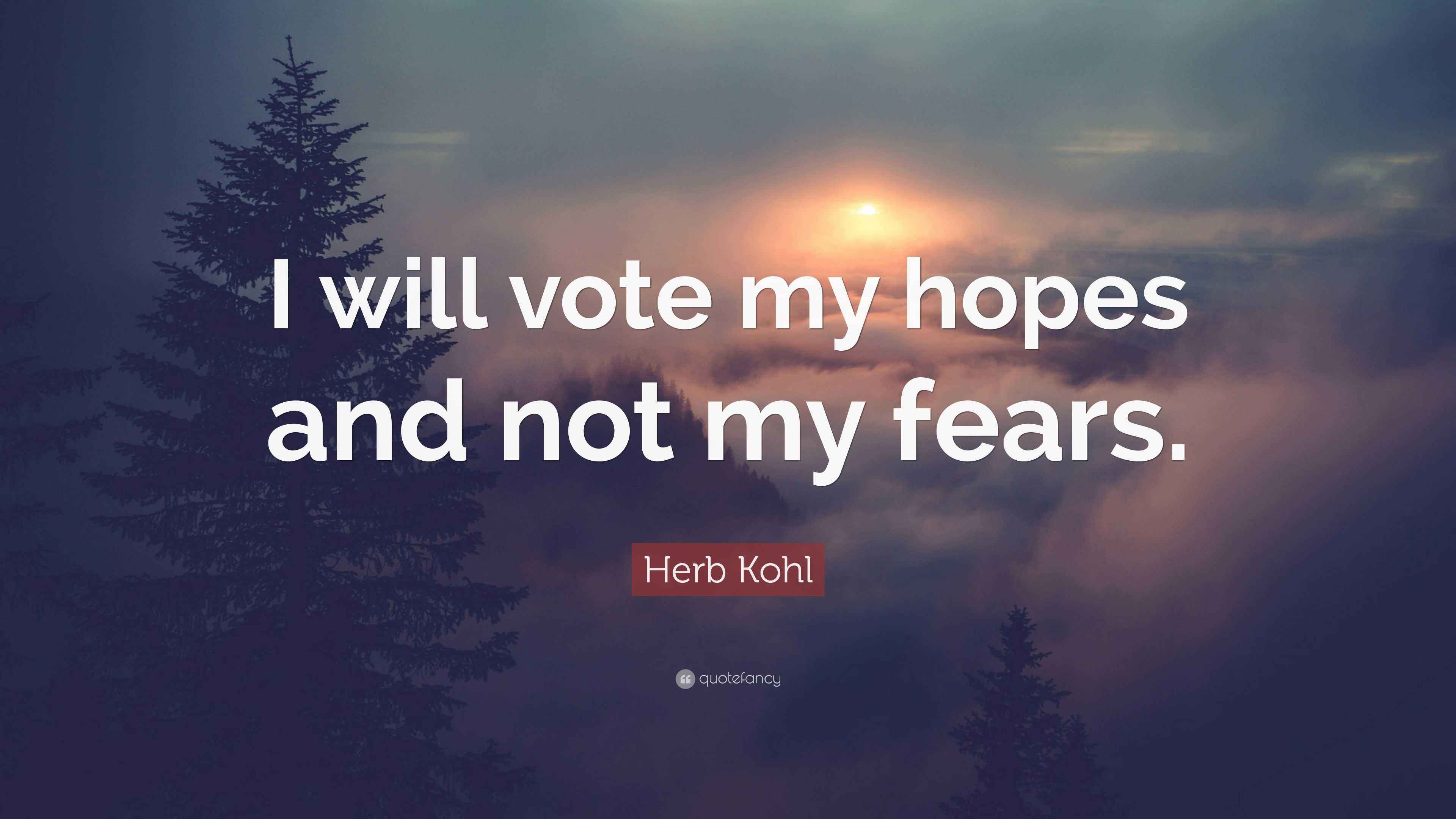 Herb Kohl Quote “I will vote my hopes and not my fears.”