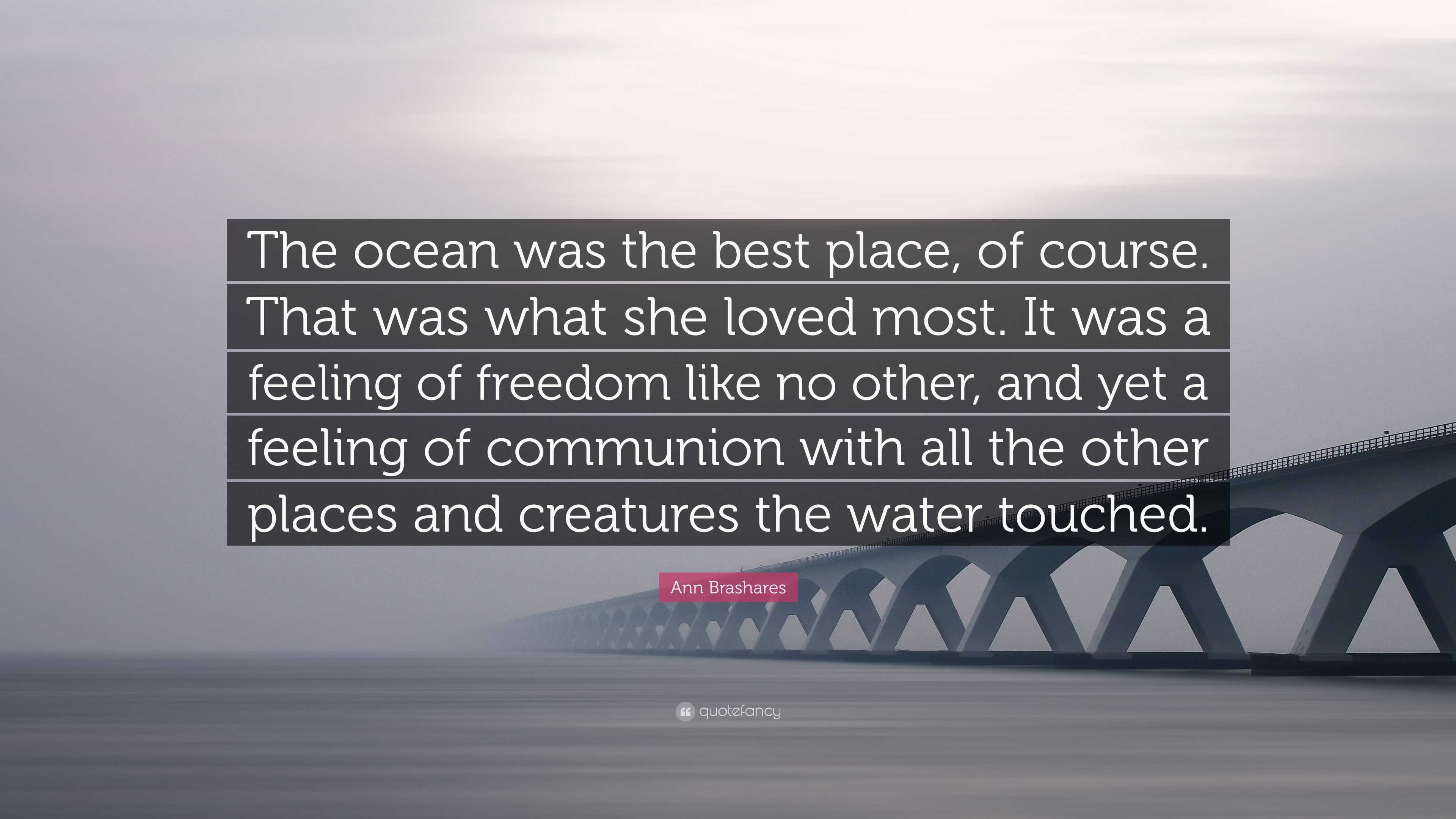 Ann Brashares Quote: “The ocean was the best place, of course. That was ...