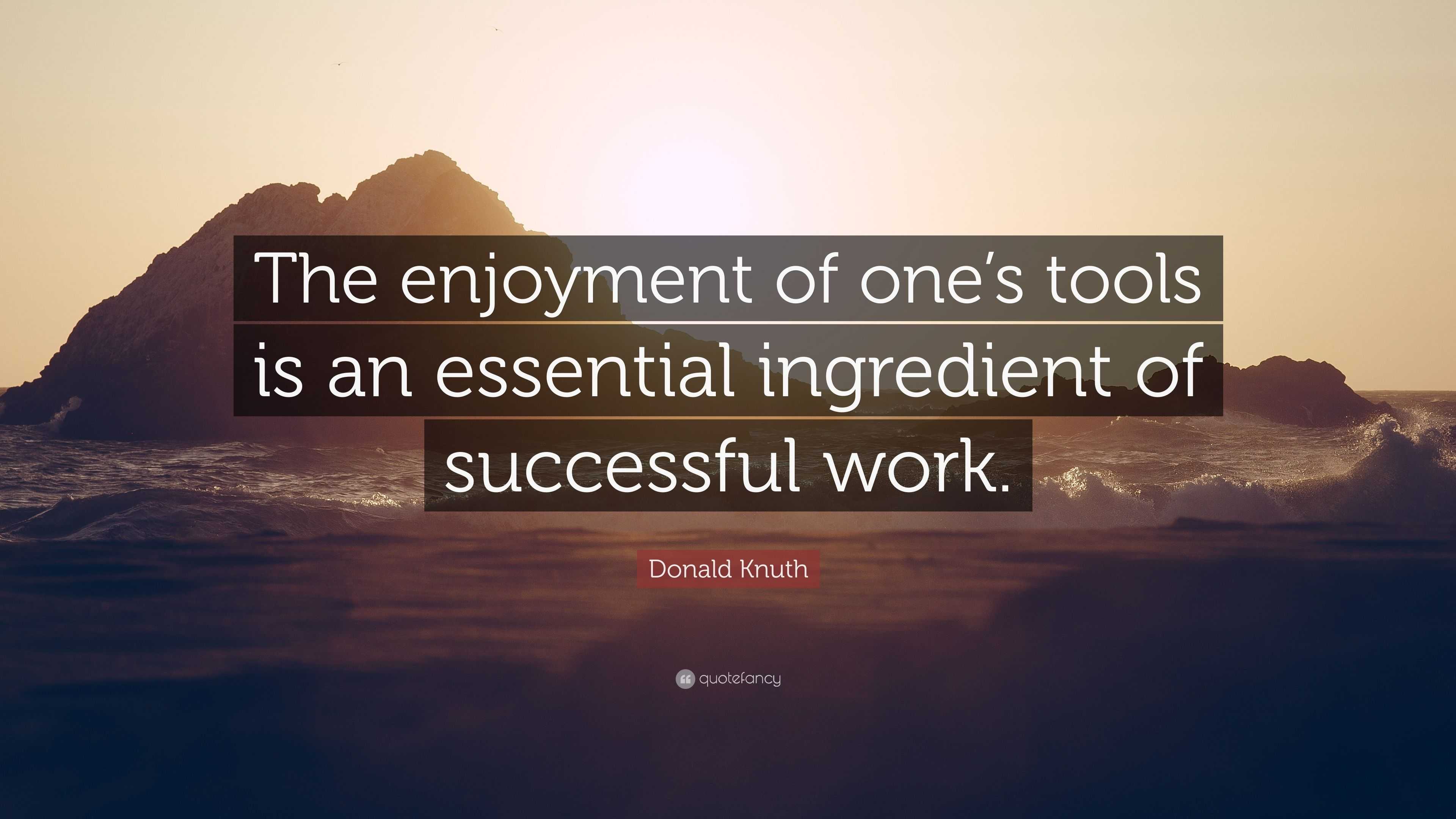 Donald Knuth Quote: “The enjoyment of one’s tools is an essential ...