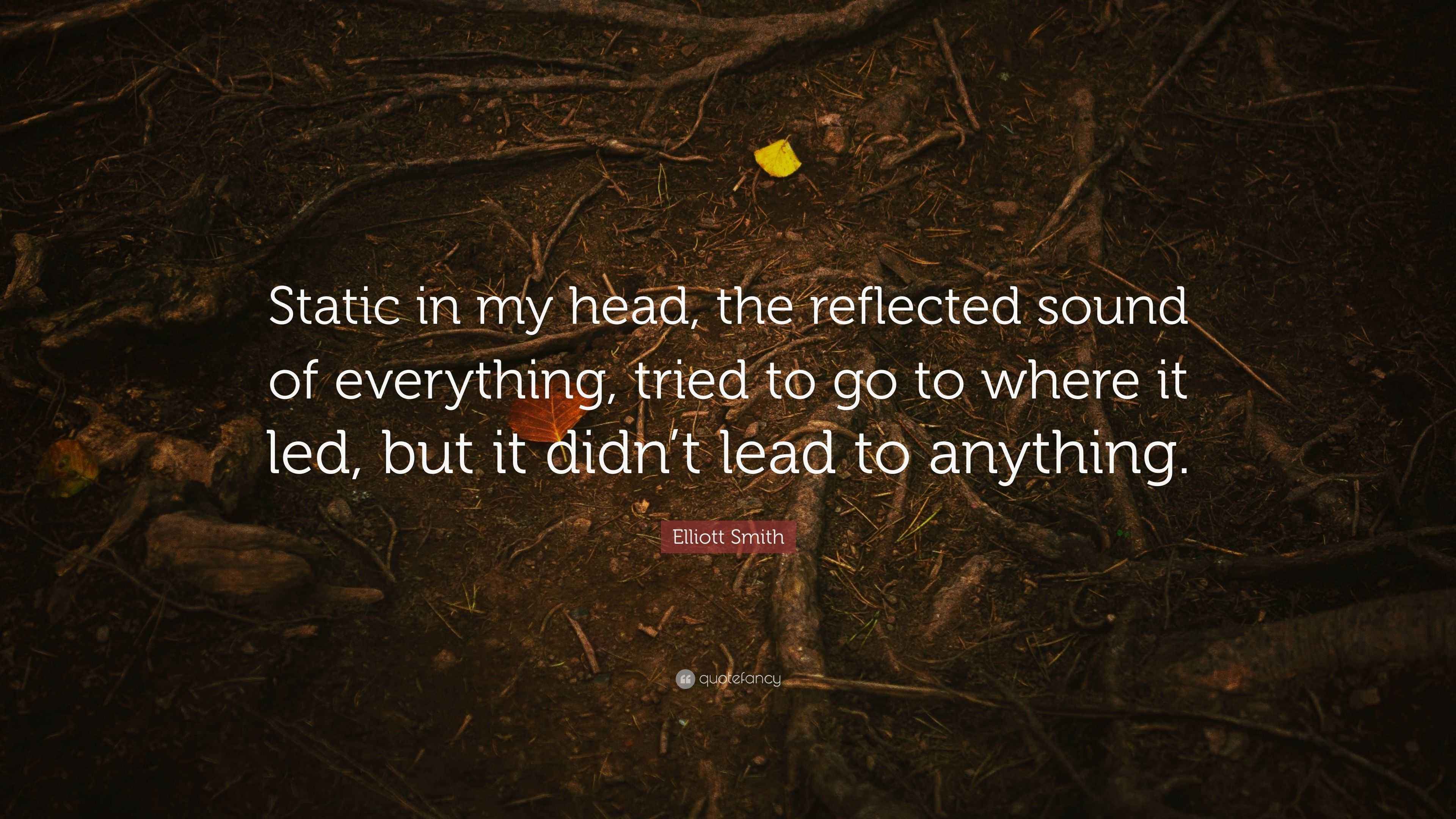 Elliott Smith Quote “Static in my head, the reflected sound of everything, tried to go to where