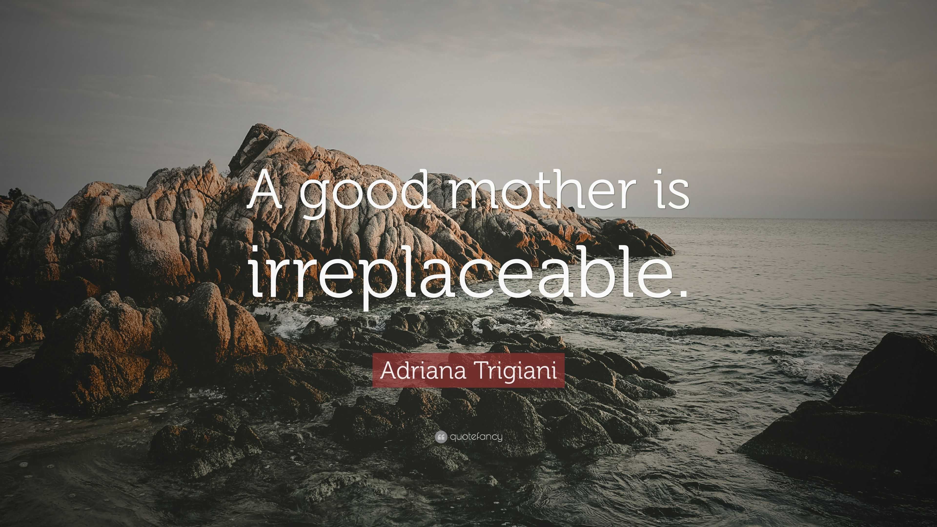 Adriana Trigiani Quote: “A good mother is irreplaceable.”