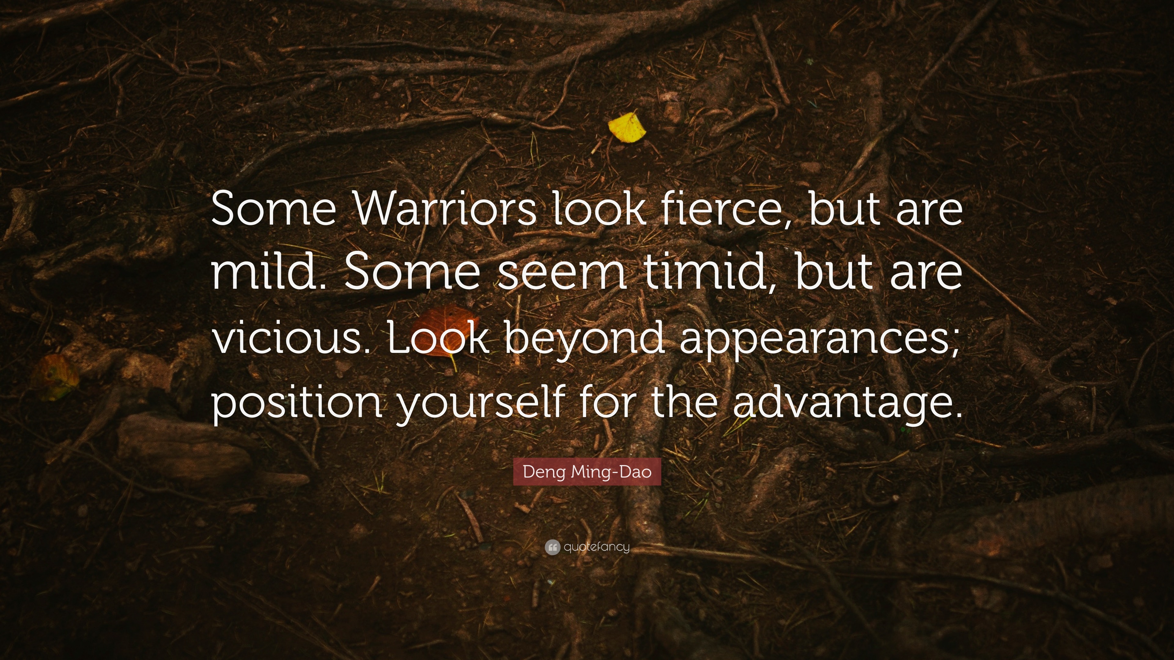Deng Ming Dao Quote Some Warriors Look Fierce But Are Mild Some Seem Timid But Are Vicious Look Beyond Appearances Position Yourself Fo