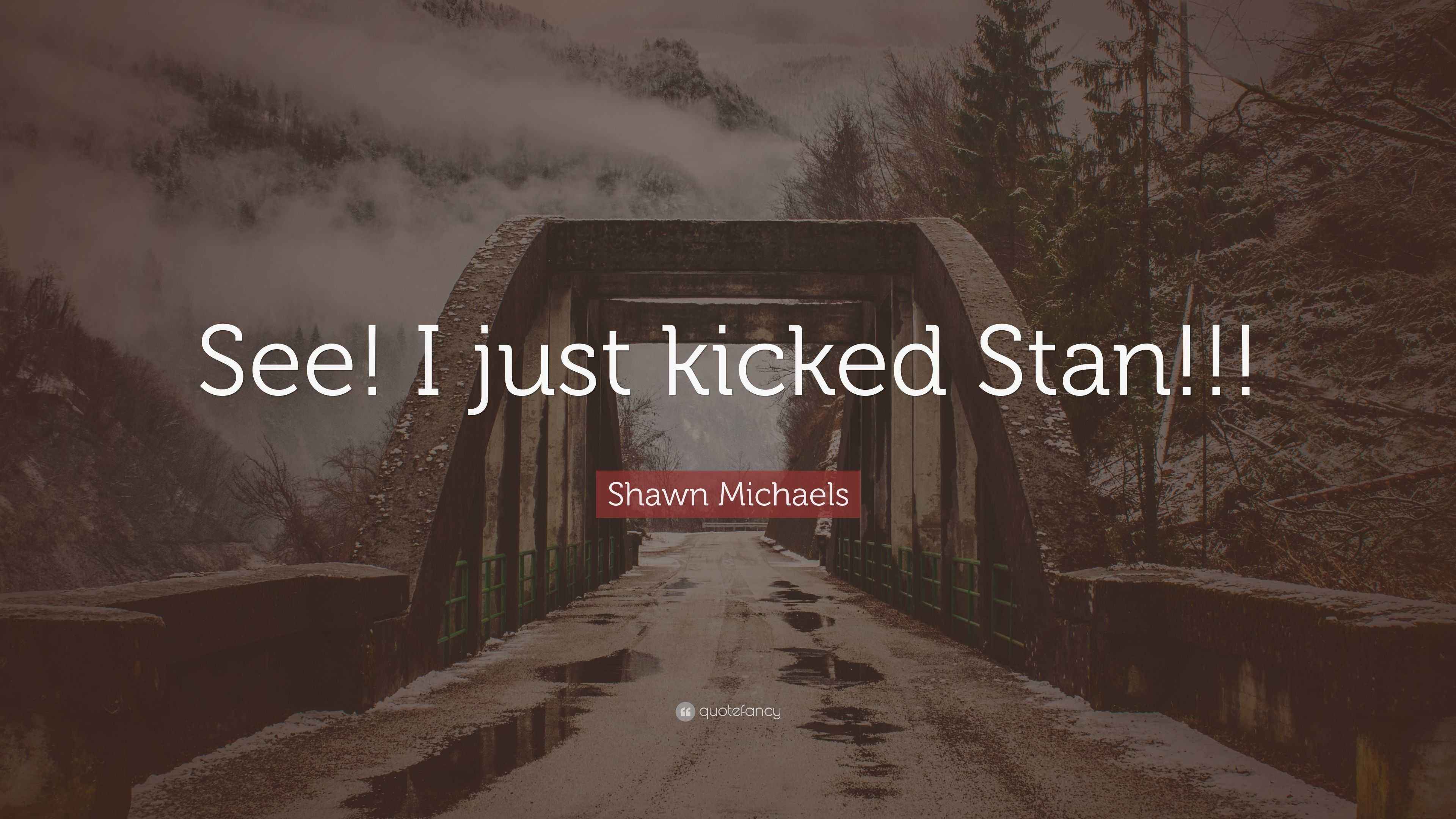 Shawn Michaels Quote “See! I just kicked Stan!!!”