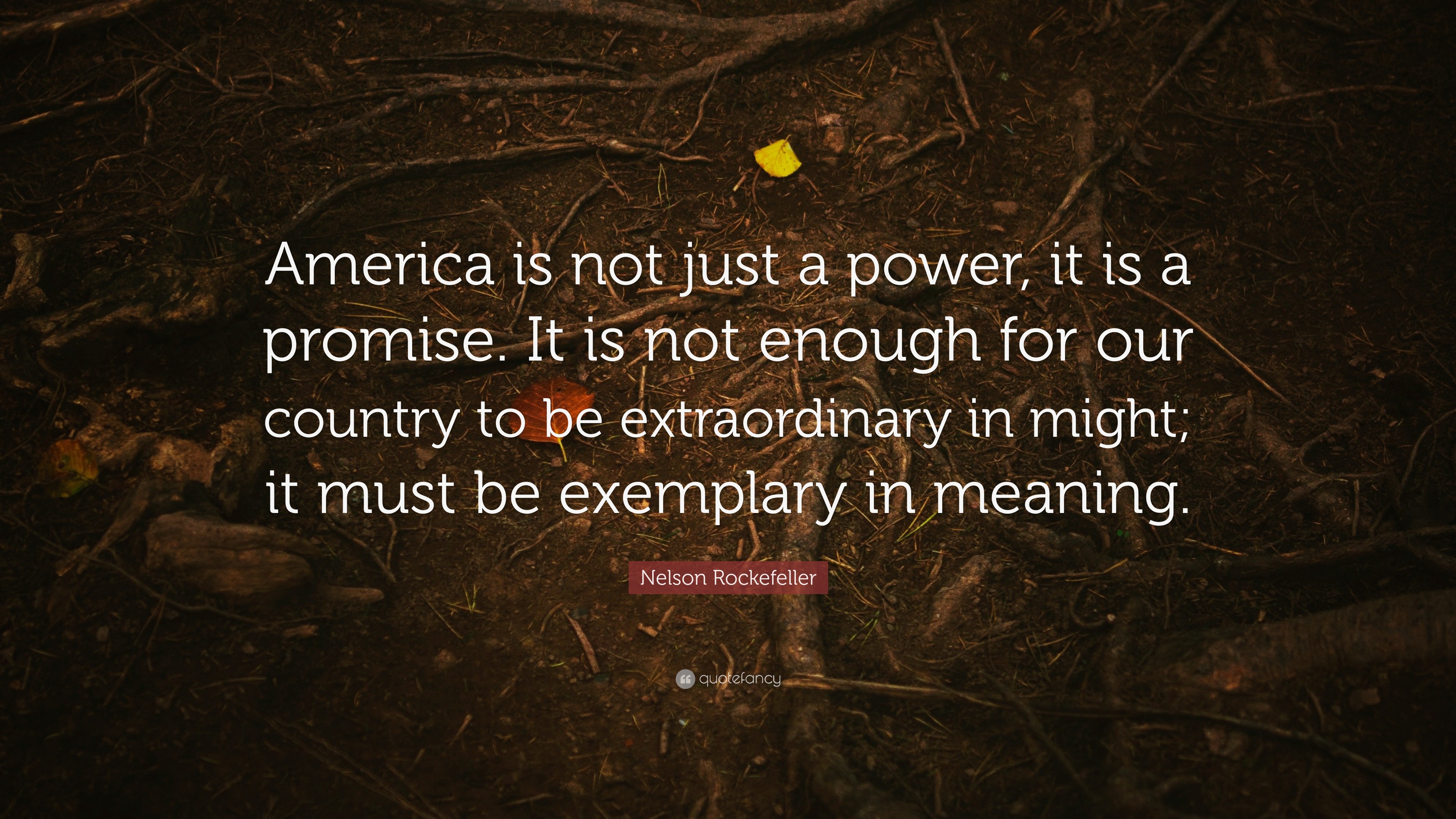 Nelson Rockefeller Quote: “America is not just a power, it is a promise ...