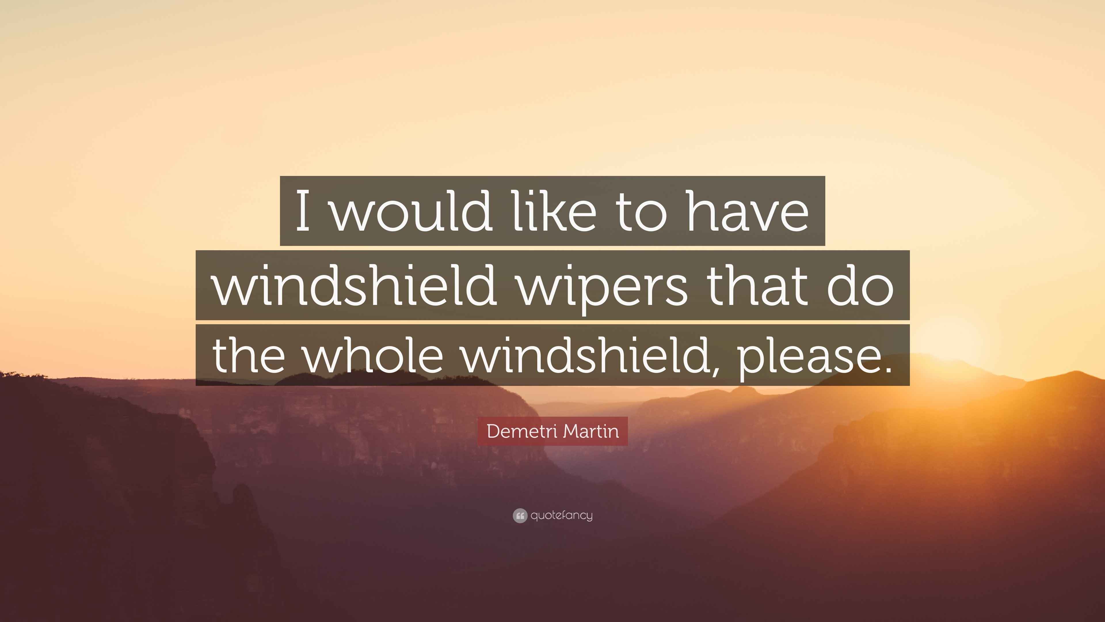 Demetri Martin Quote “I would like to have windshield wipers that do