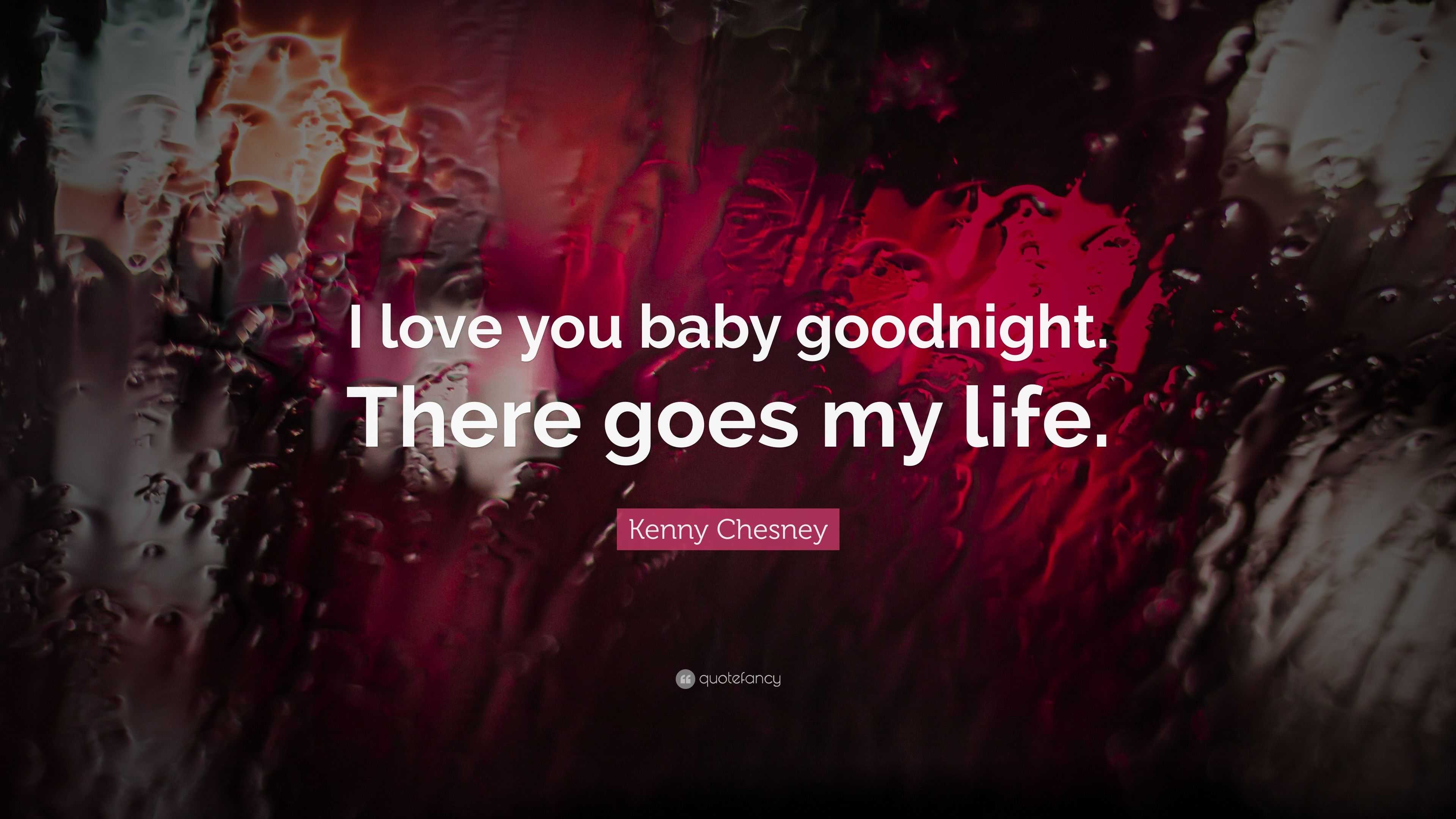 Kenny Chesney Quote: “I love you baby goodnight. There goes my life.”