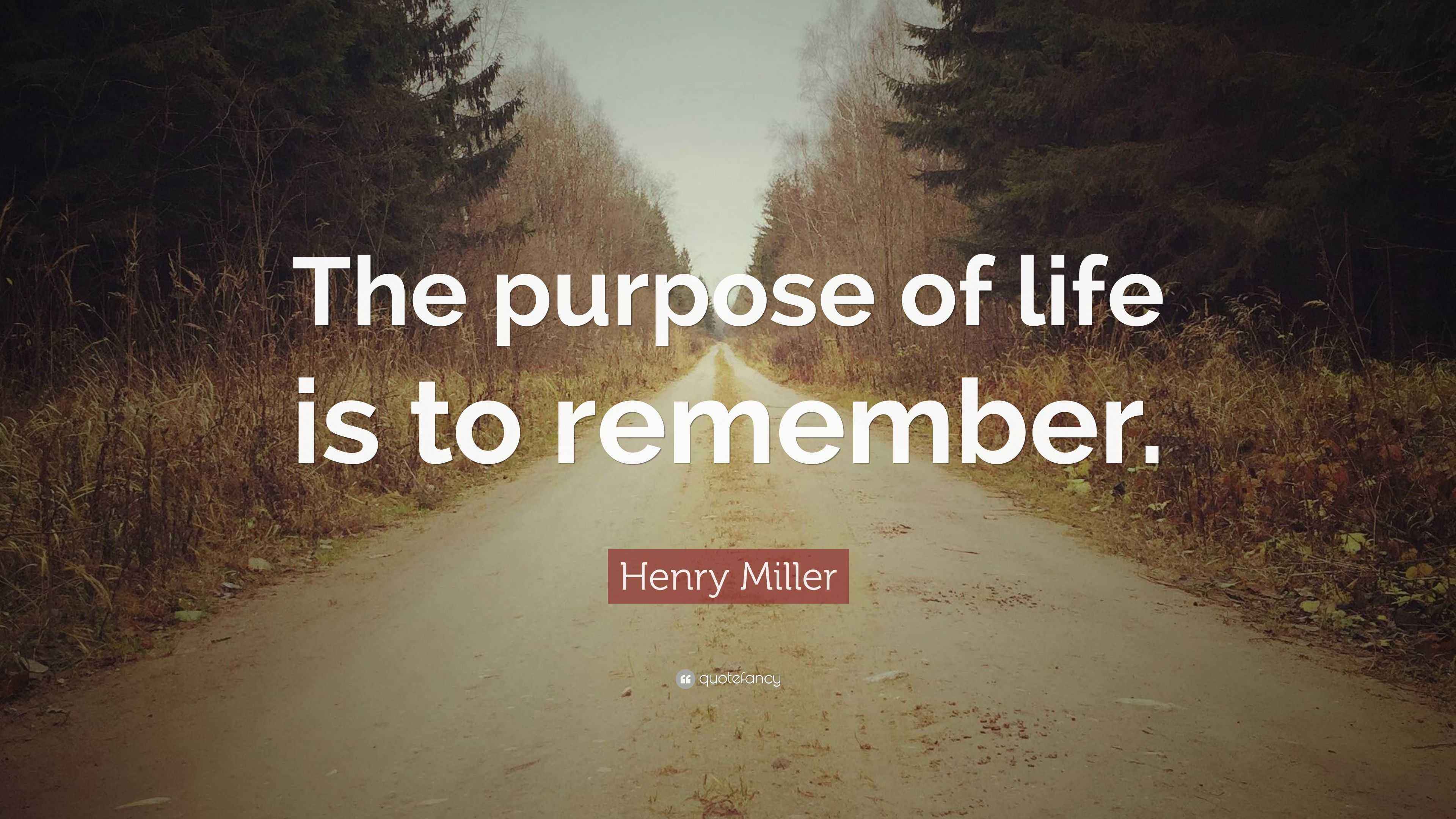 Henry Miller Quote “The purpose of life is to remember.”