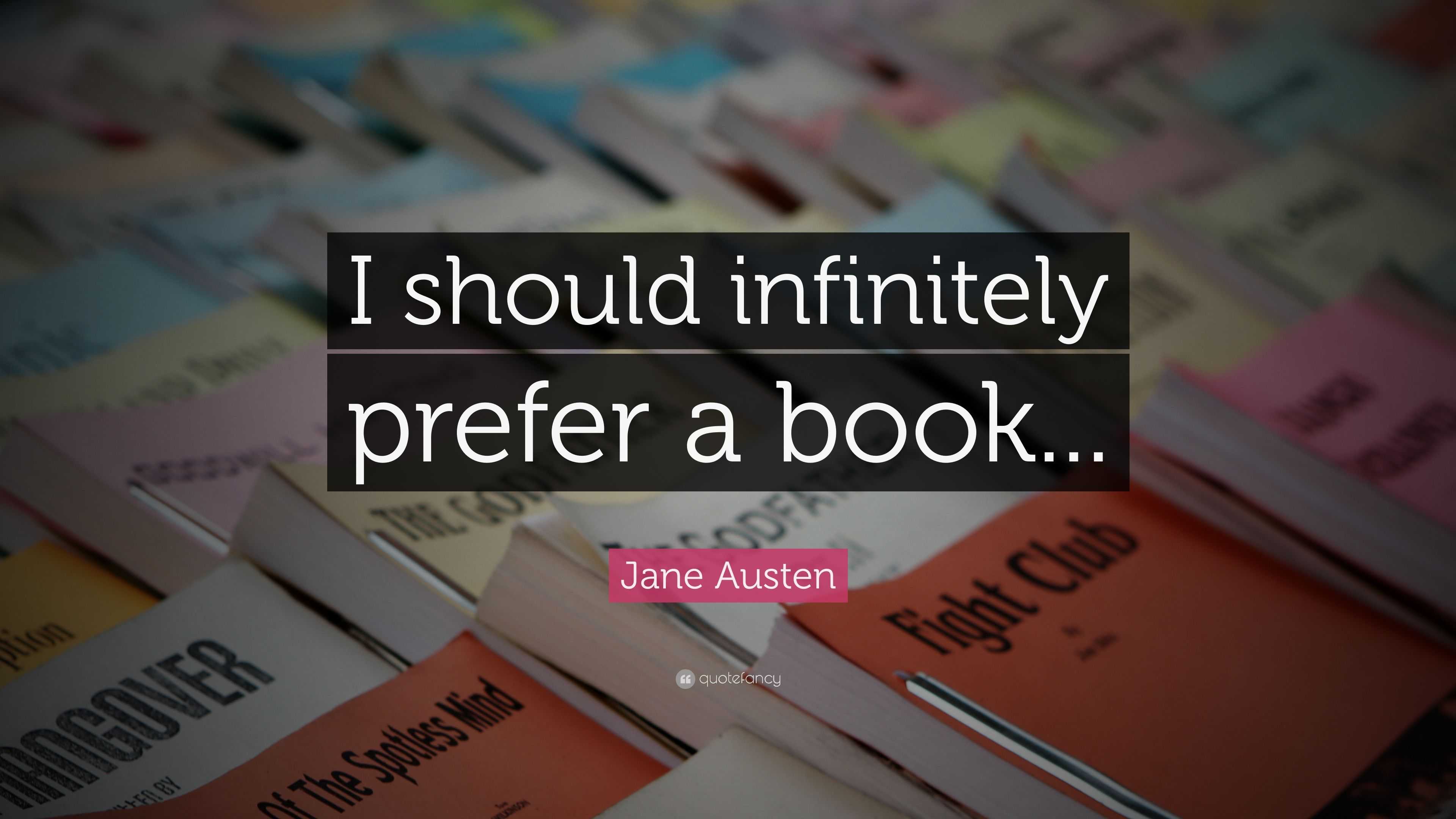 Jane Austen Quote: “I should infinitely prefer a book...”